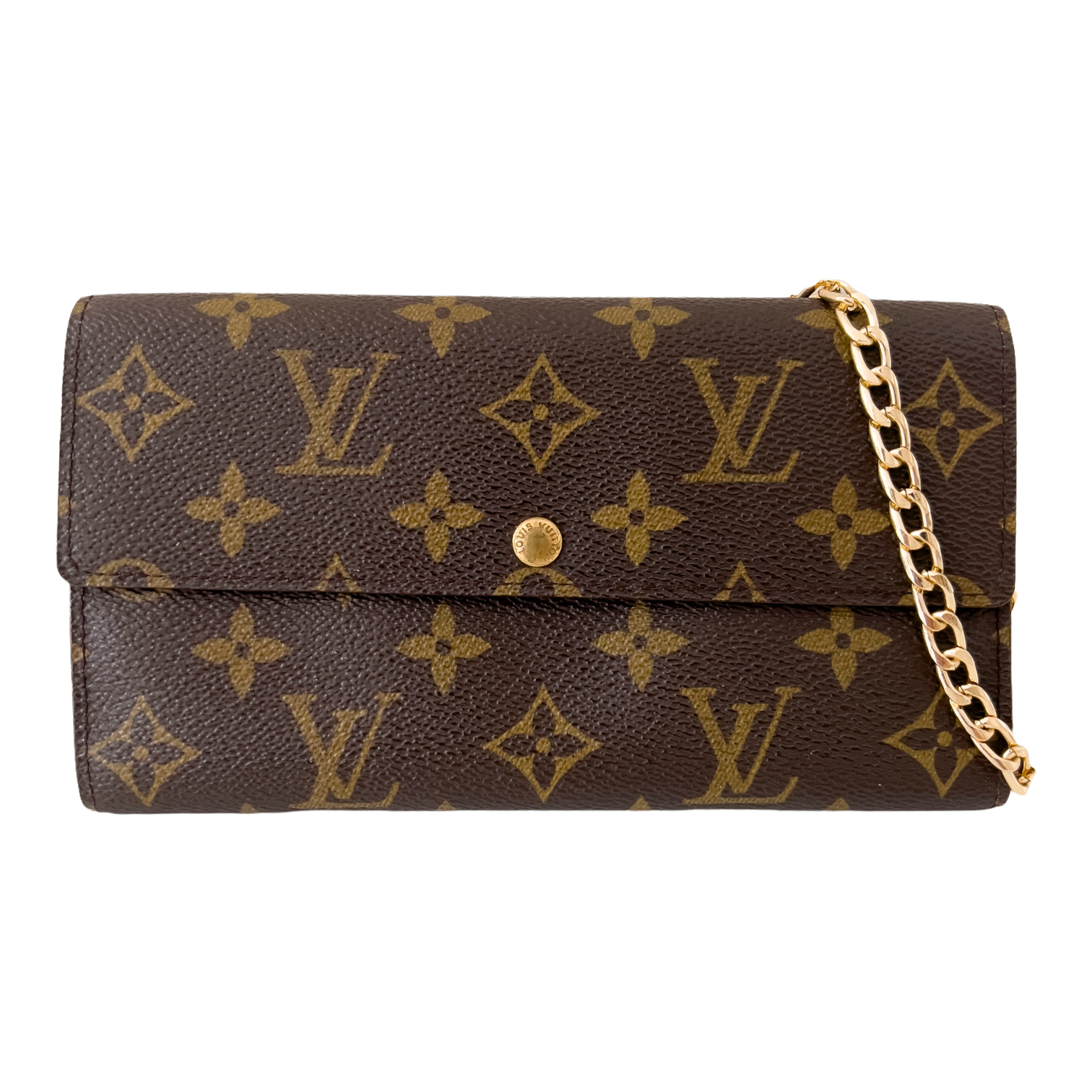 Monogram Wallet with Gold Chain