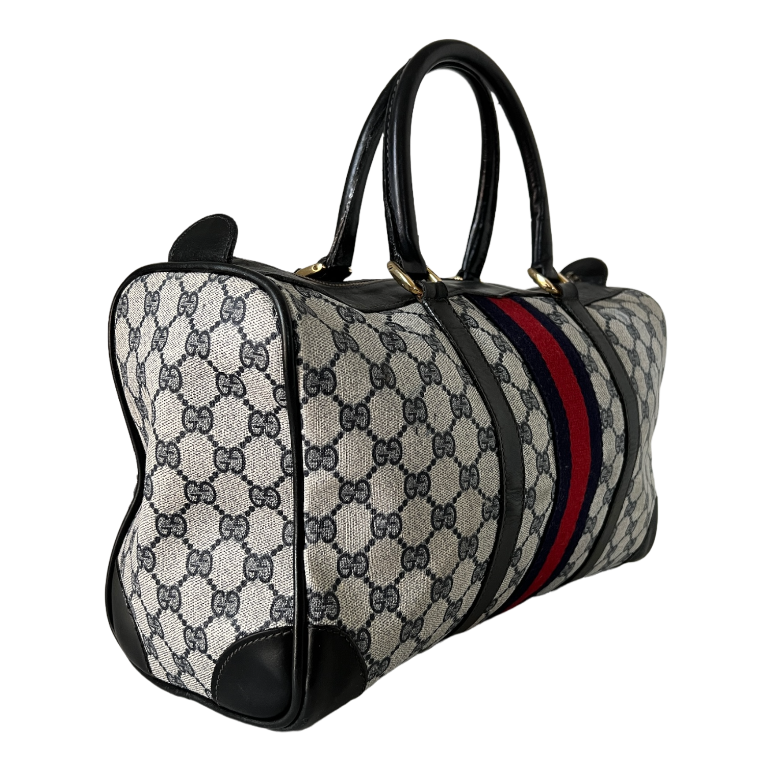 GG Web Supreme Canvas Boston Bag