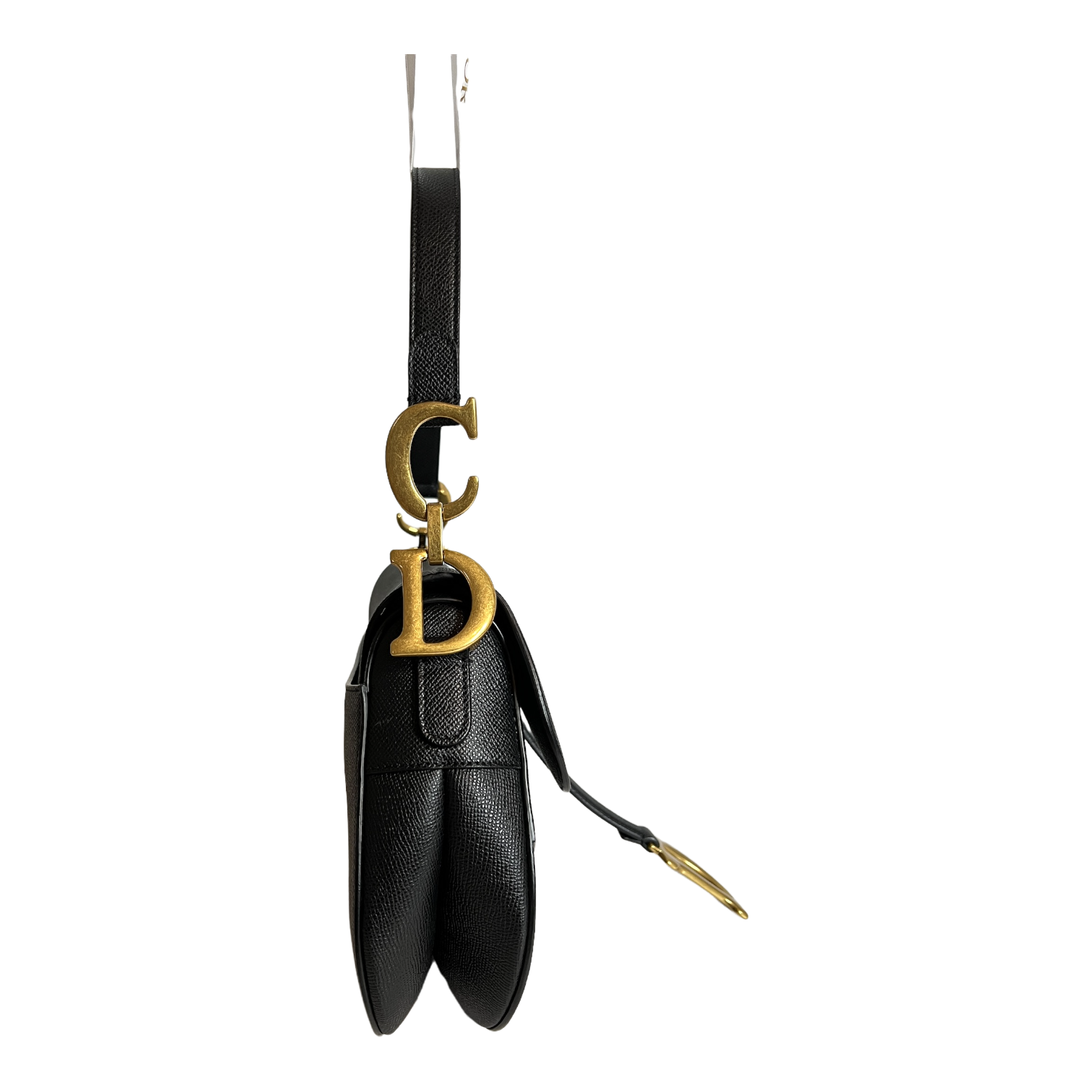 Black Grained Calfskin Saddle Bag