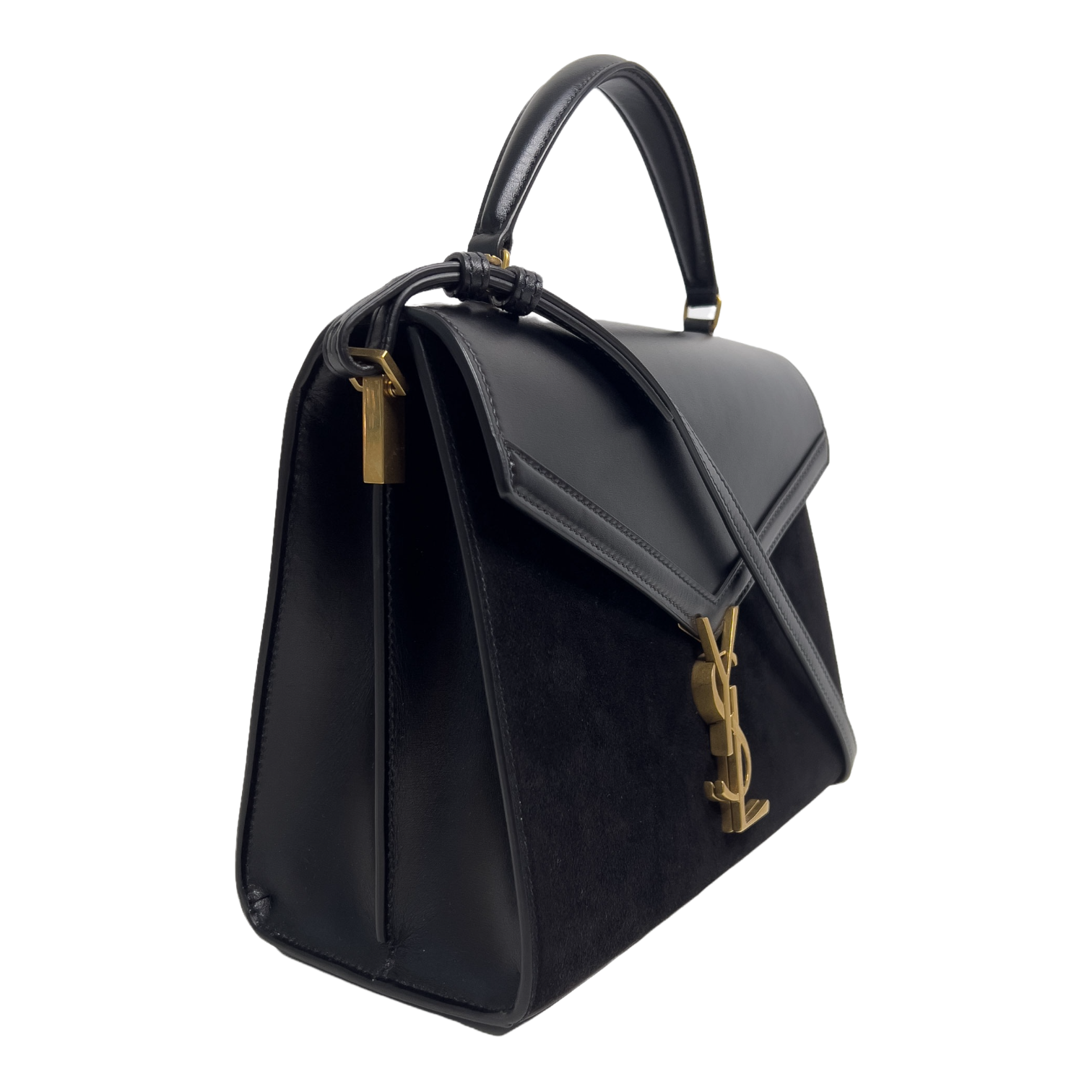 Medium Cassandra Top Handle Leather and Suade