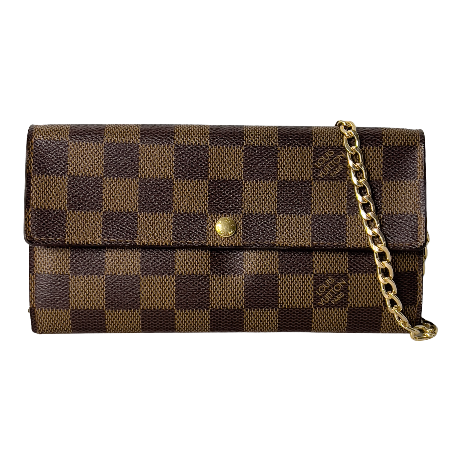 Damier Ebene Wallet with Gold Chain