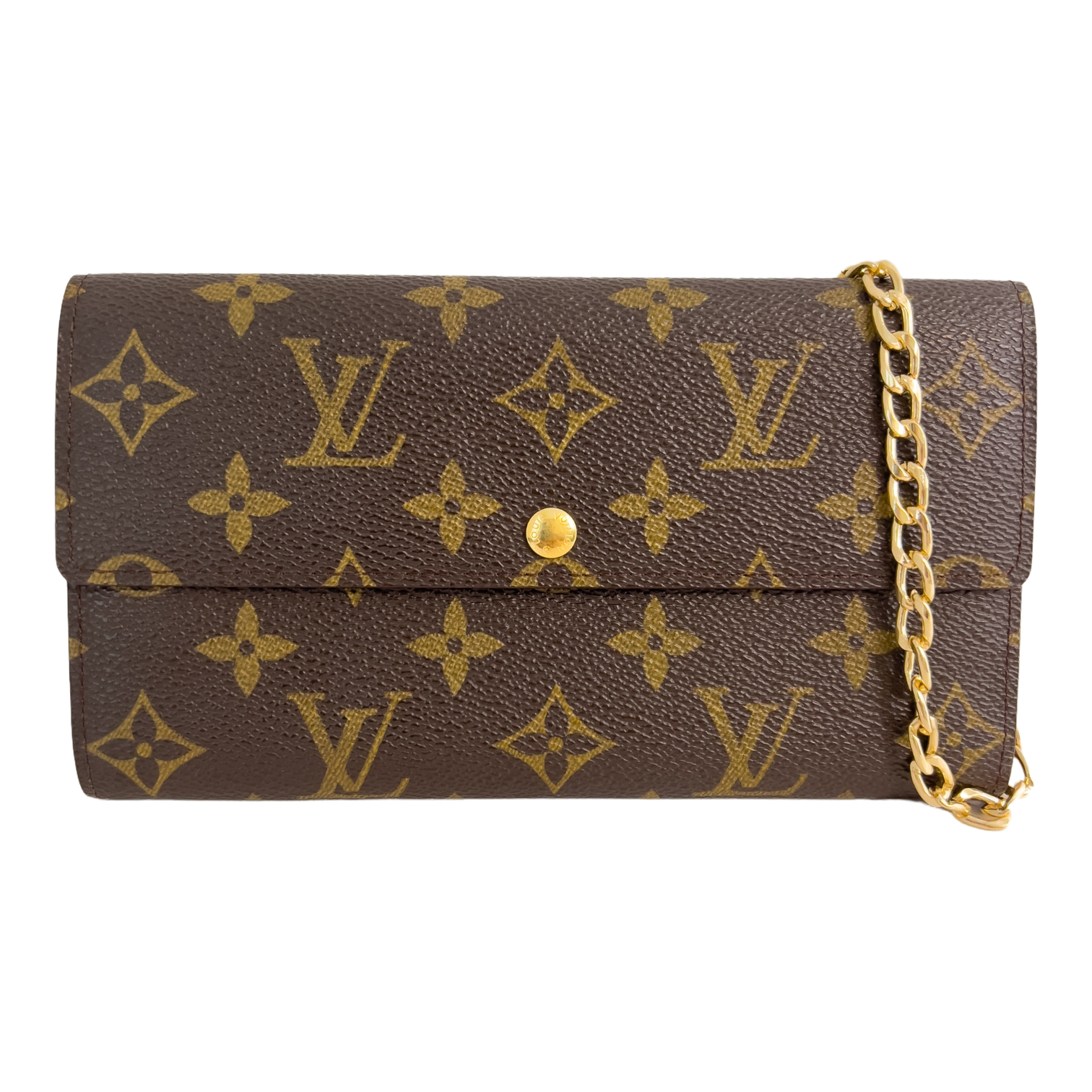 Monogram Wallet with Gold Chain