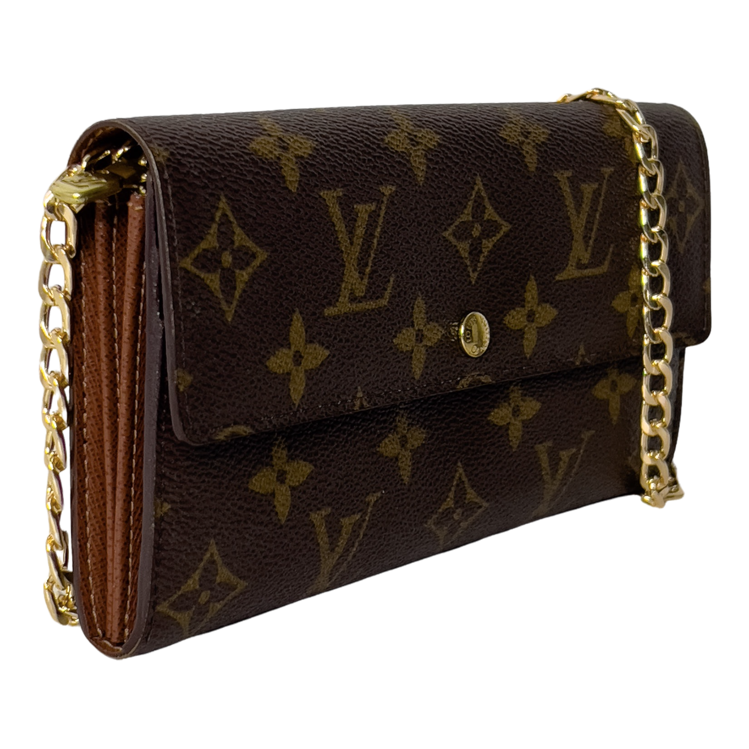 Monogram Wallet with Gold Chain