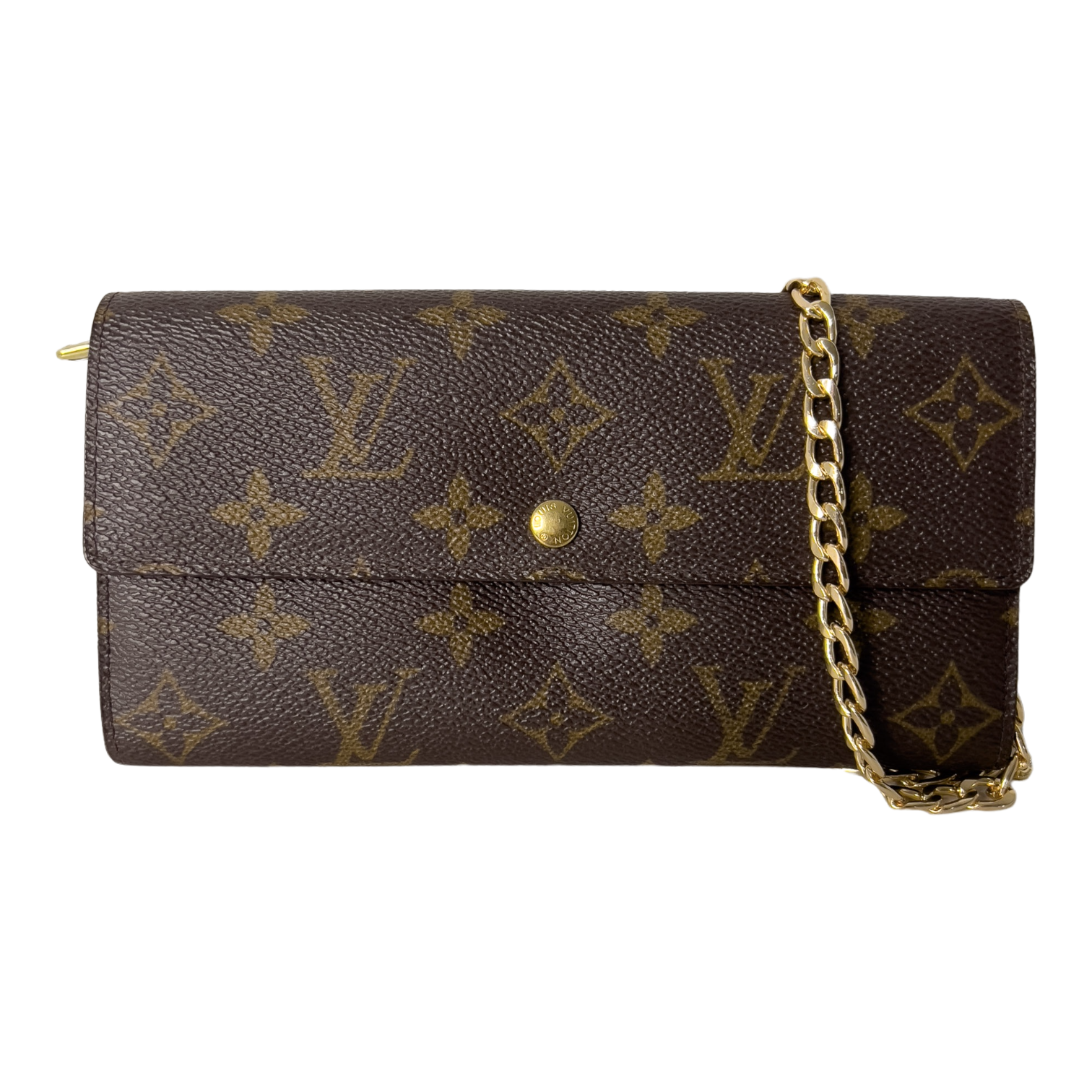 Monogram Wallet with Gold Chain