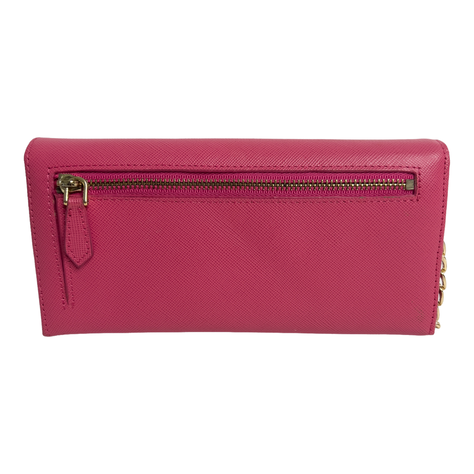 Pink Saffiano Wallet with Chain