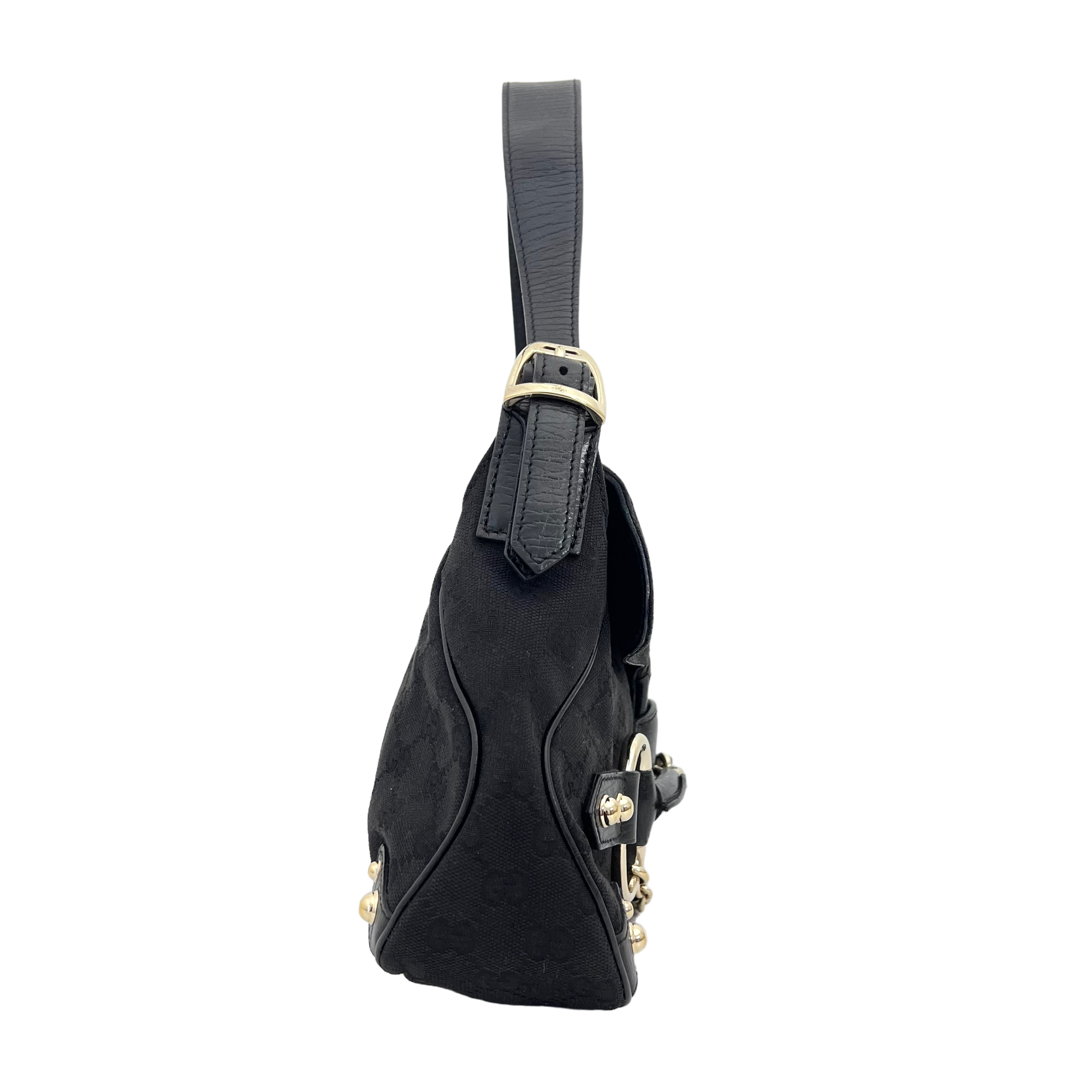 Black Horsebit Shoulder Bag