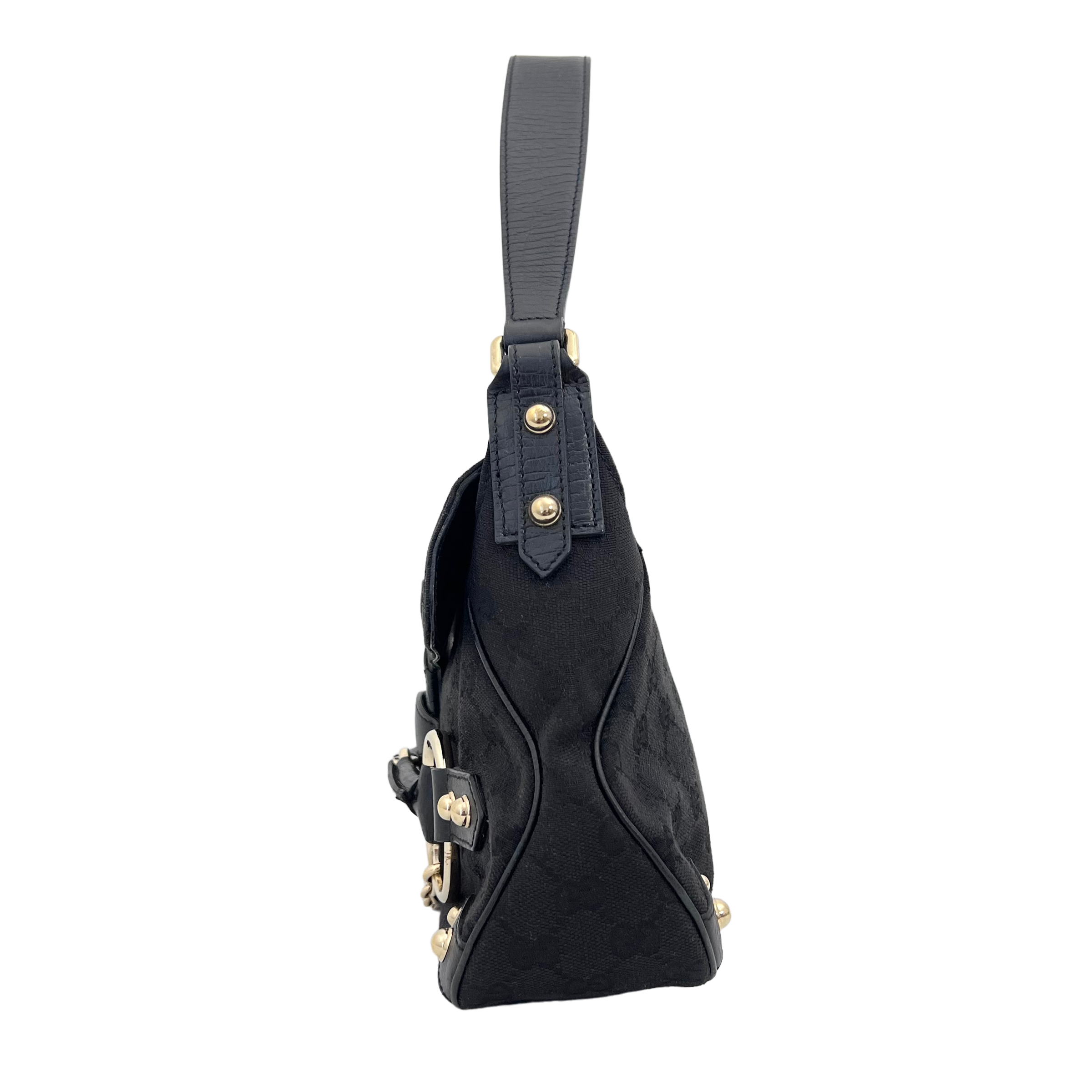 Black Horsebit Shoulder Bag