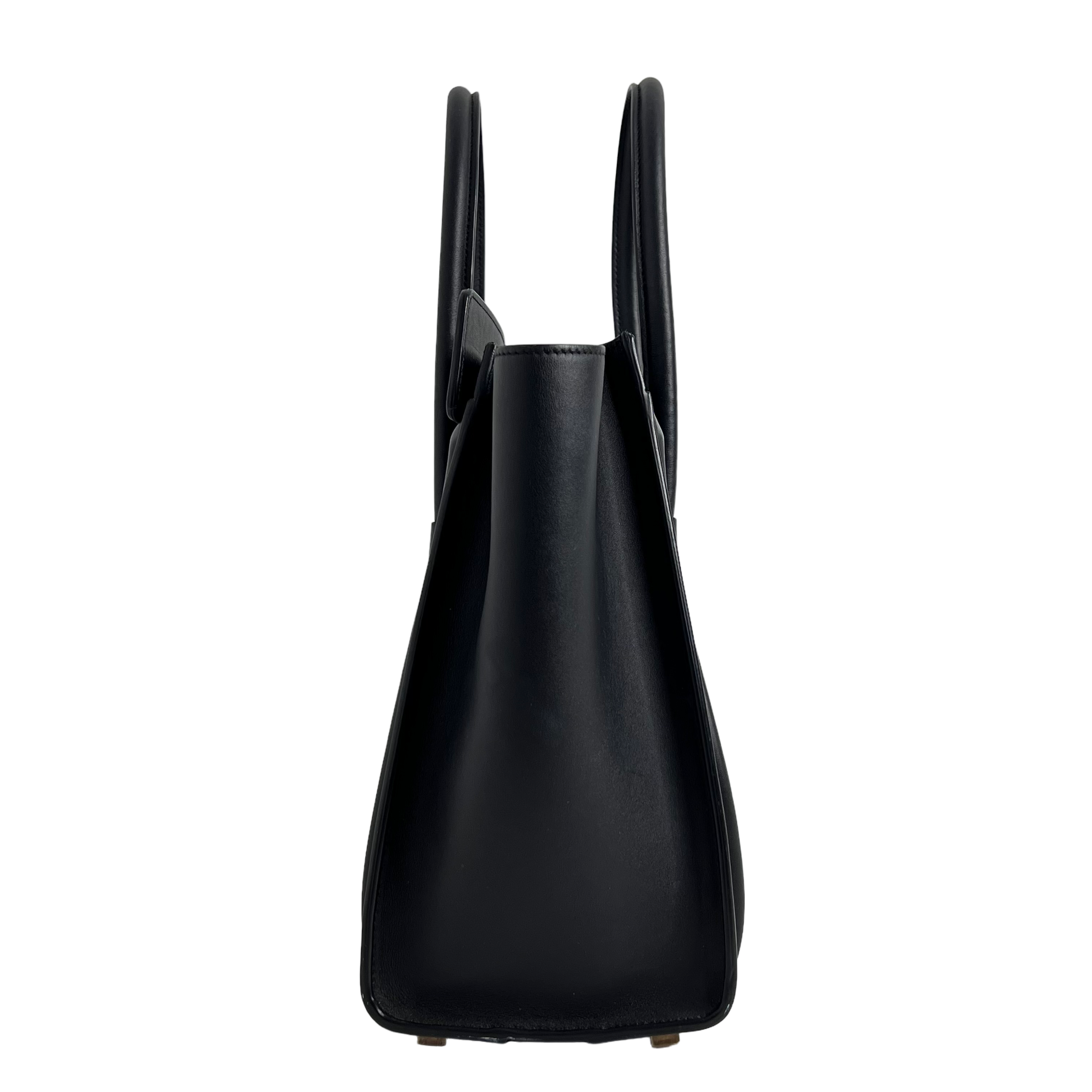 Black Micro Luggage Tote in Smooth Calfskin