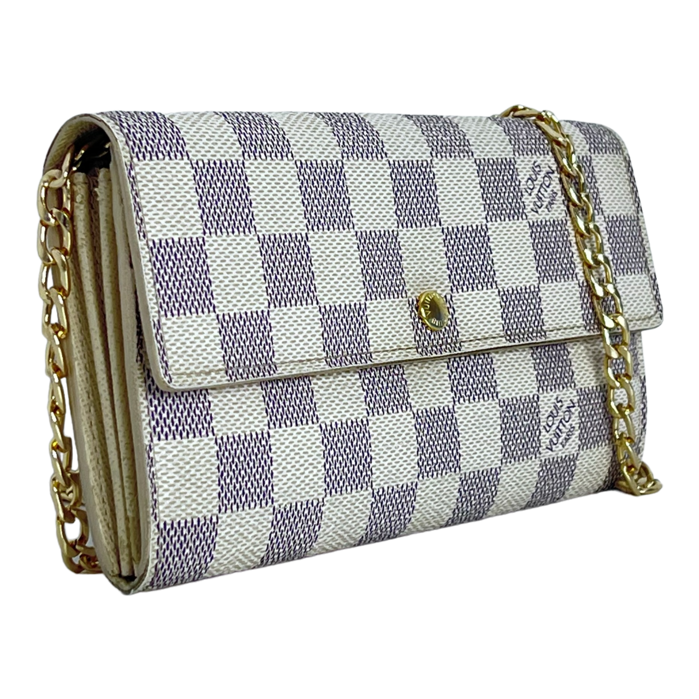 Damier Azur Long Wallet with Chain
