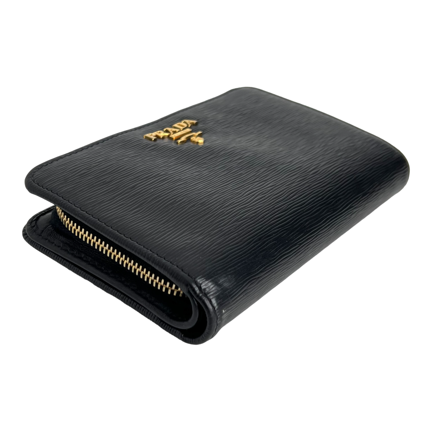 Small Black Vitello Move Leather Wallet