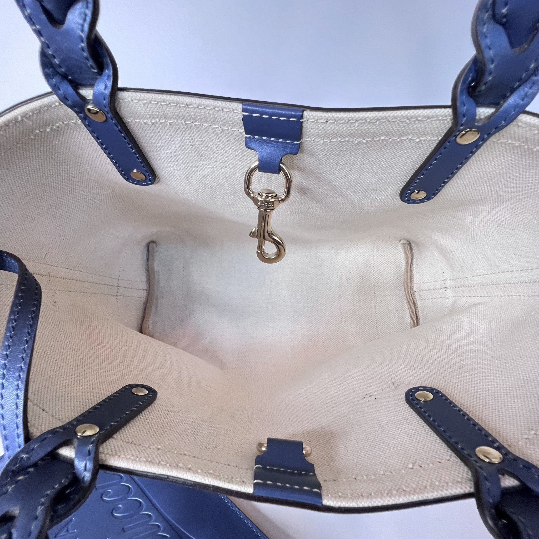 GG Blue Leather Tote
