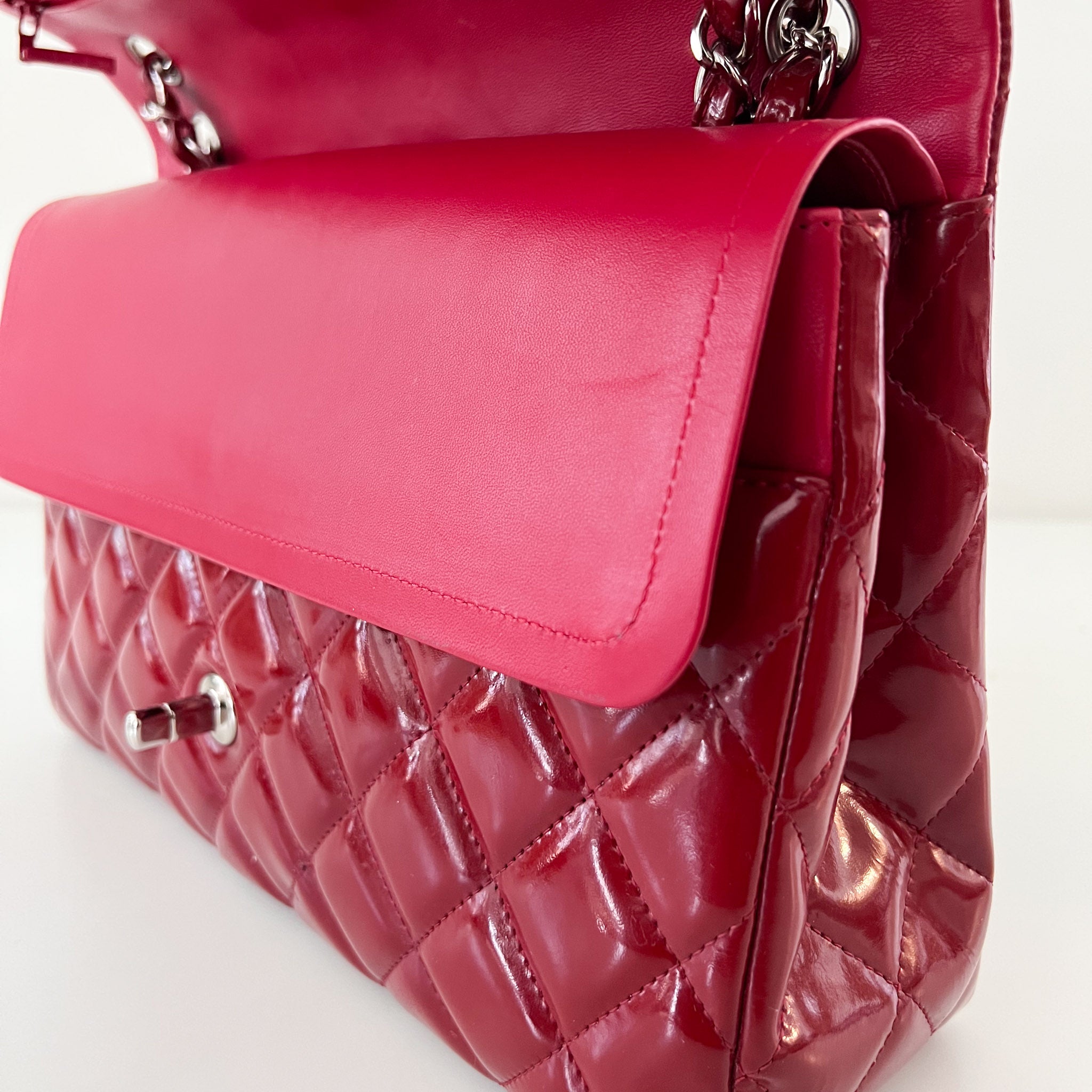 Red Patent Jumbo Classic Double Flap
