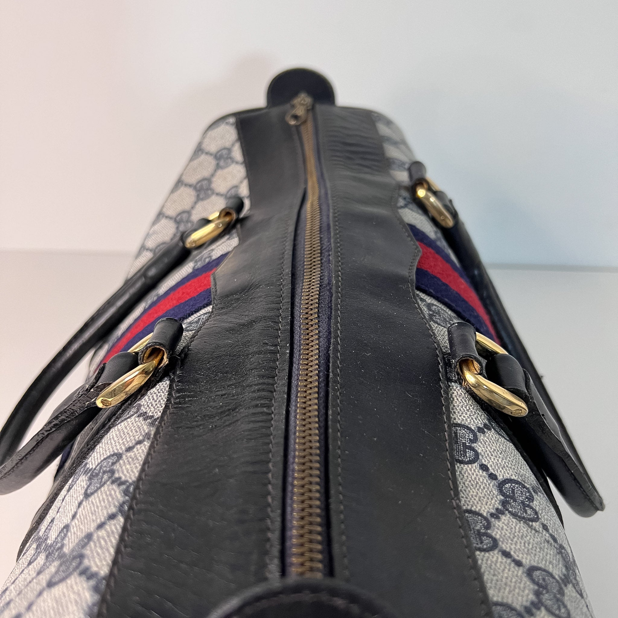 GG Web Supreme Canvas Boston Bag