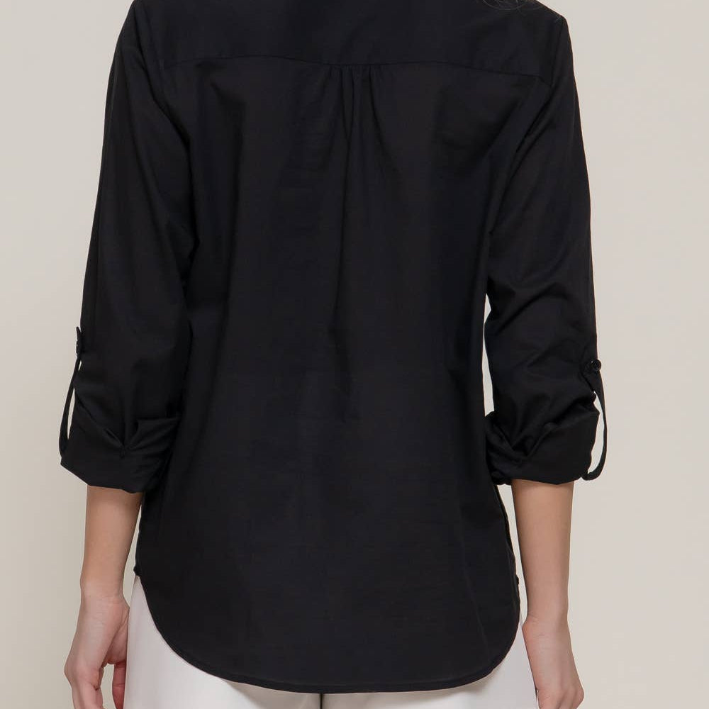 Lace Panel Woven Blouse