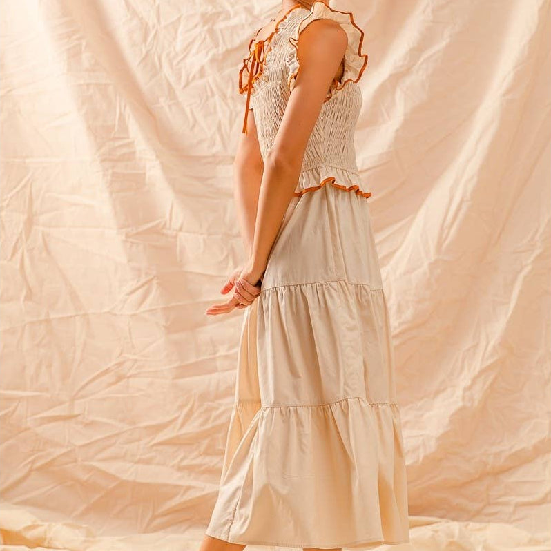 SMOCKED TIERED DRESS