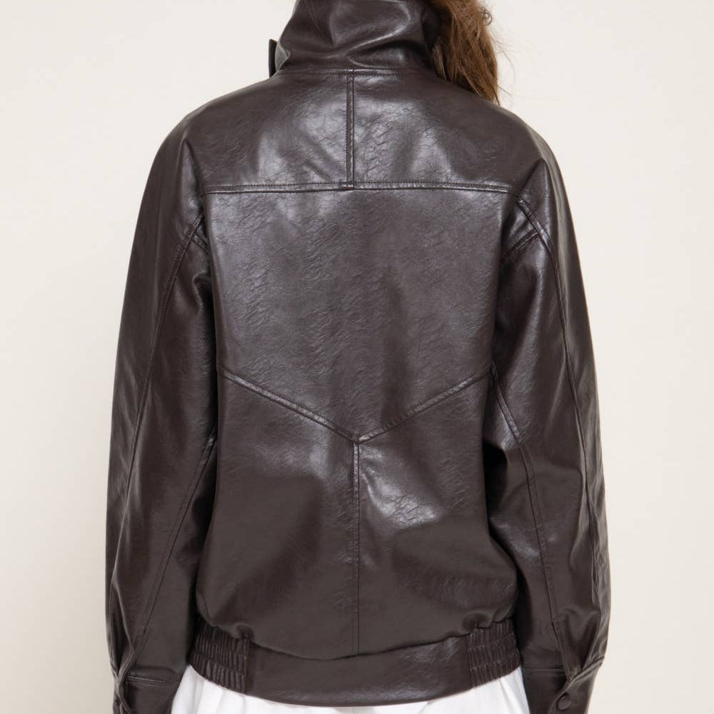 High Collar Leather Jacket