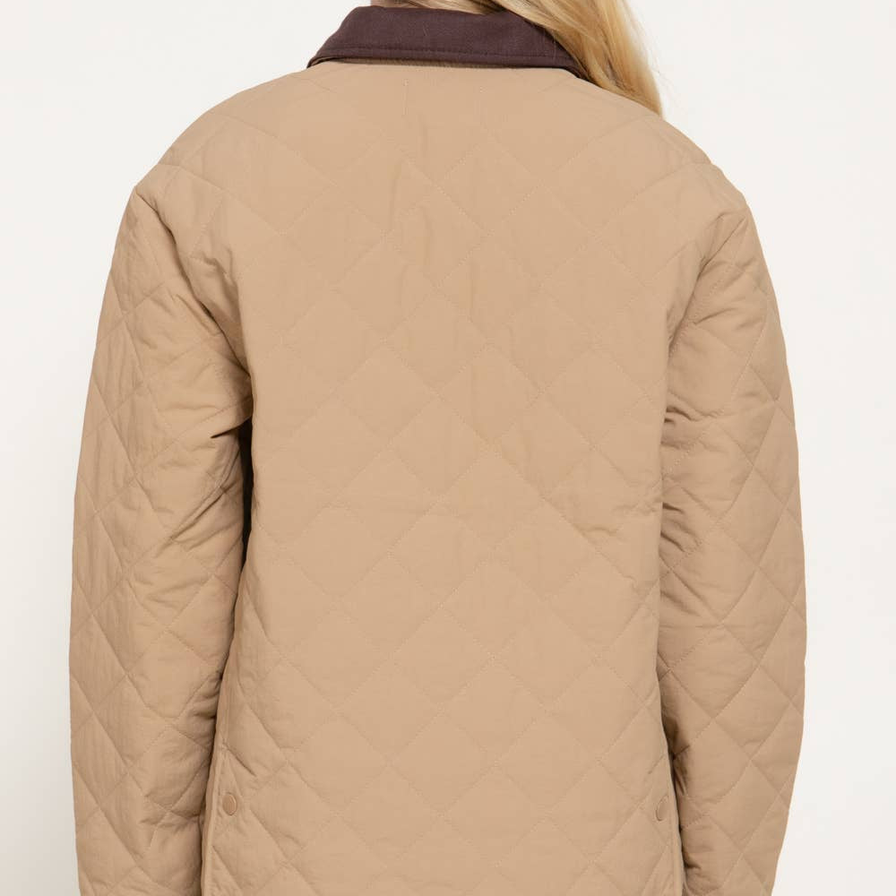 Lapel Collar Quilted Jacket