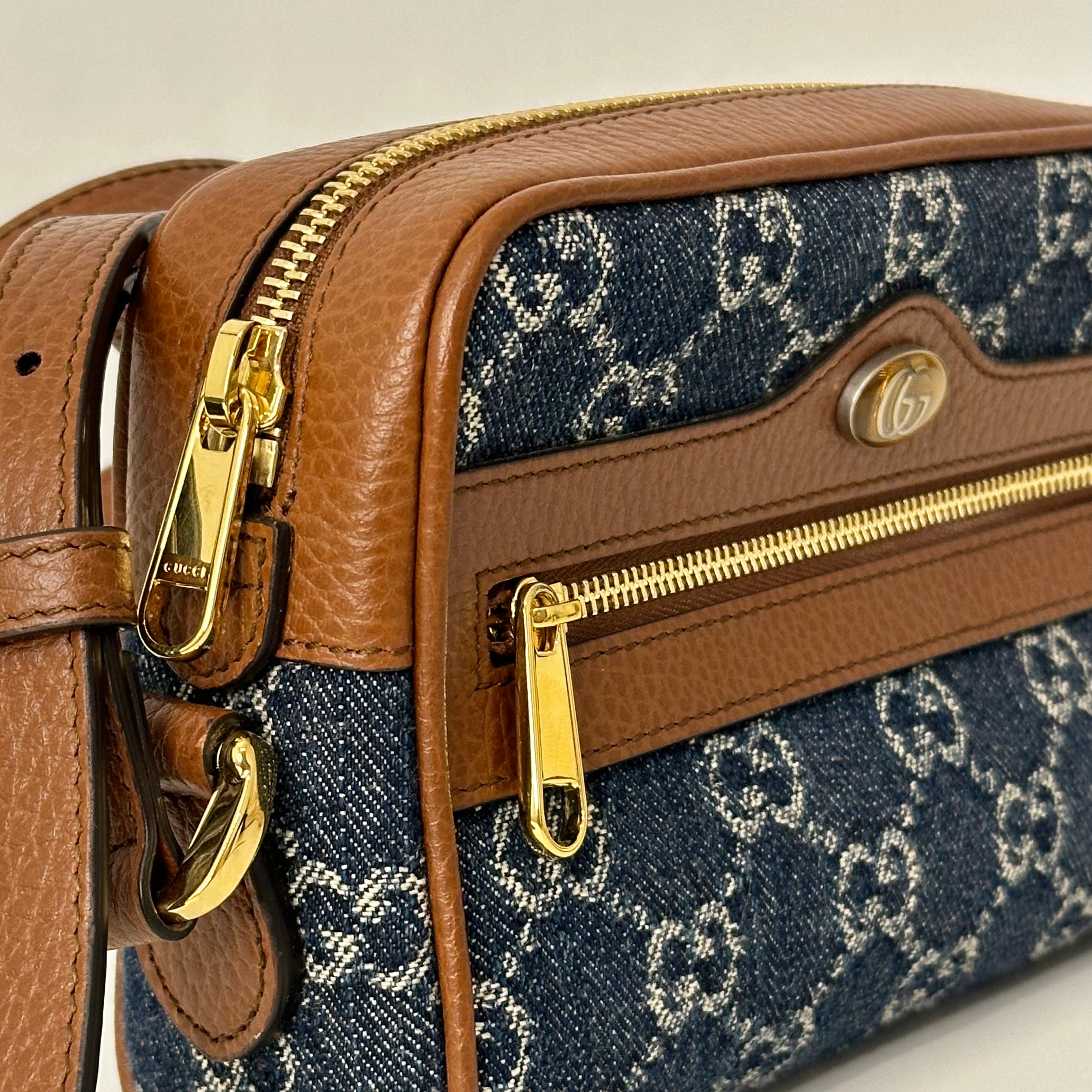 Denim Mini Ophidia Shoulder Bag