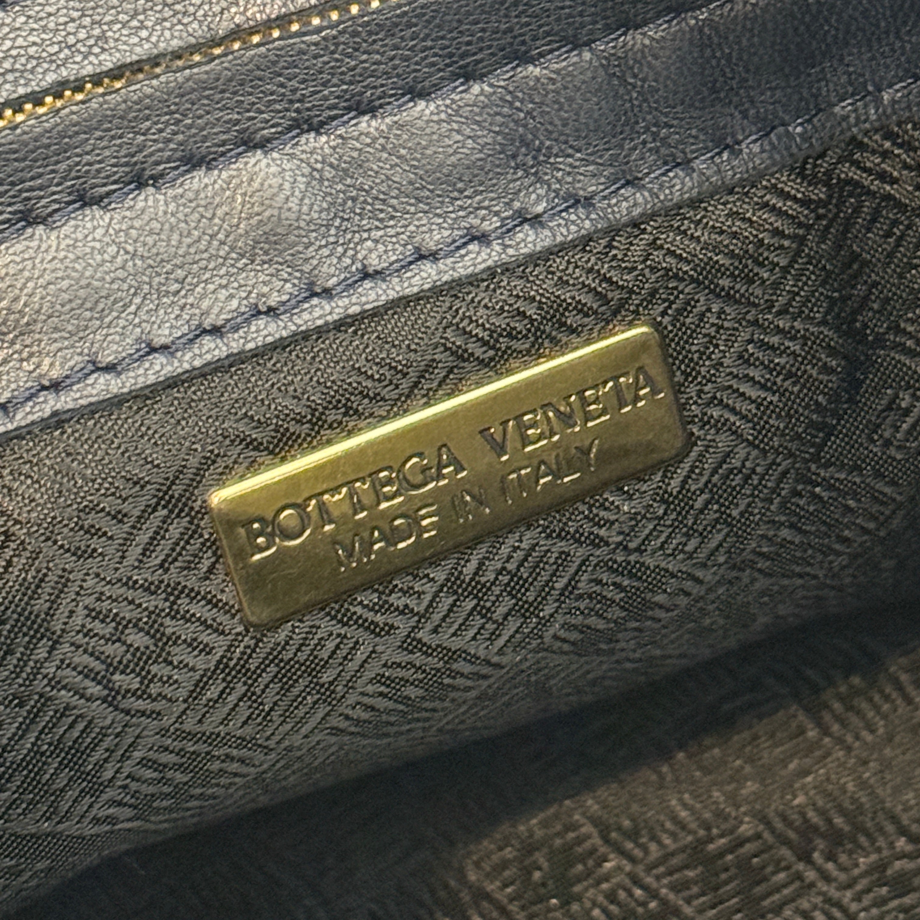 Navy Intrecciato Shoulder Bag