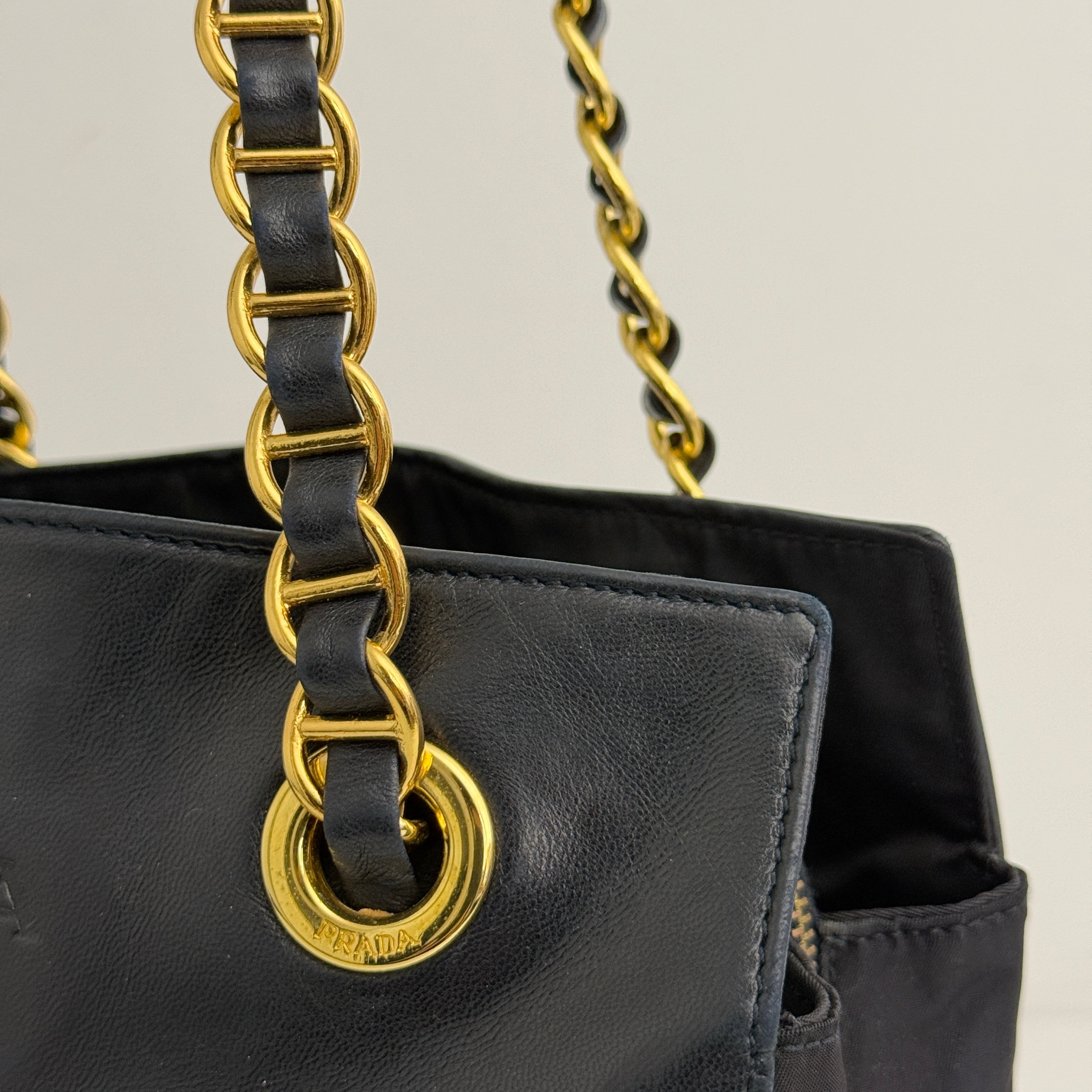 Dark Navy Small Leather Chain Bag