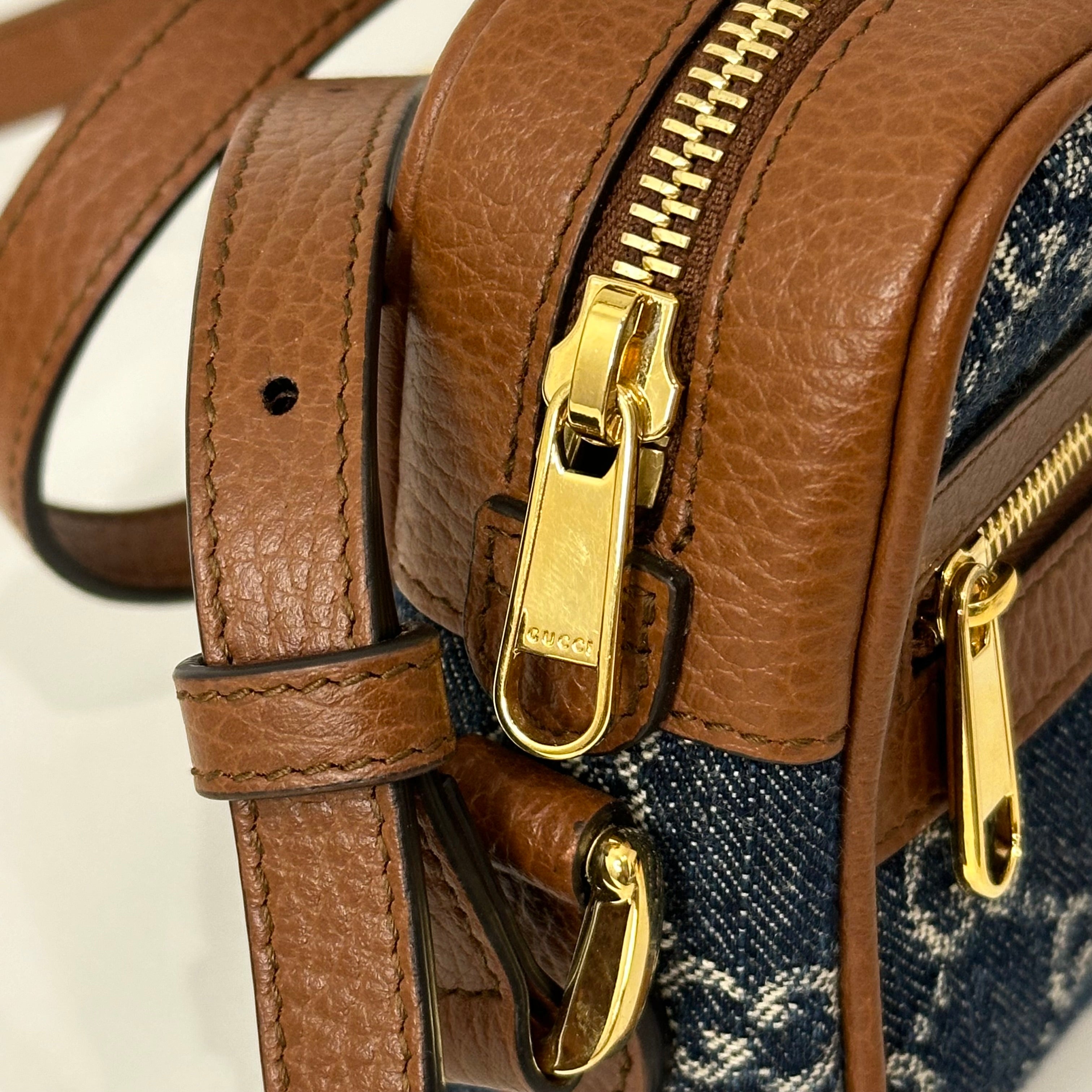 Denim Mini Ophidia Shoulder Bag