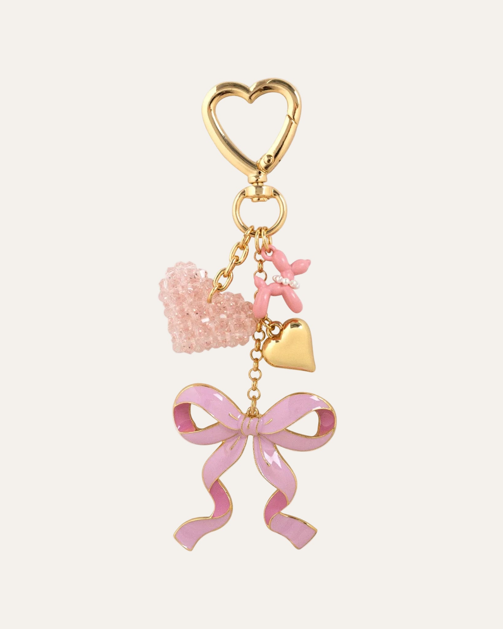 Sweet Bow with Beaded Heart Bag Charm