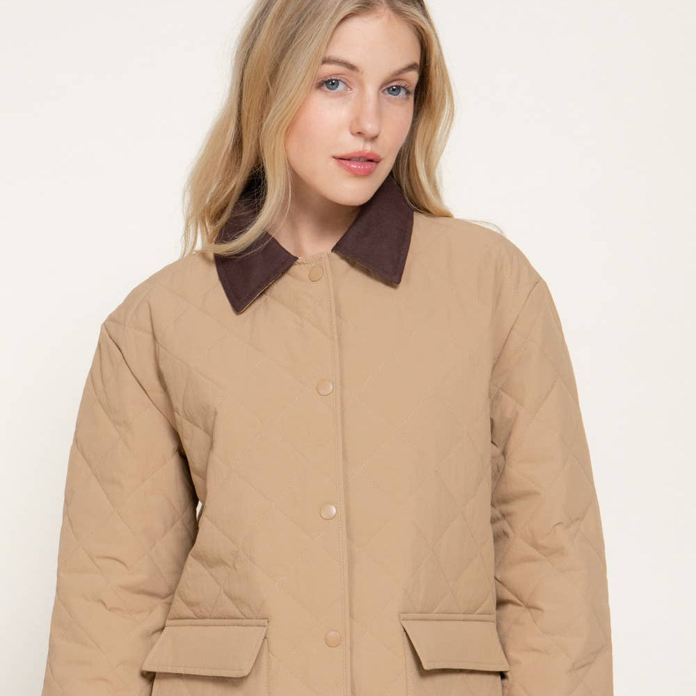 Lapel Collar Quilted Jacket
