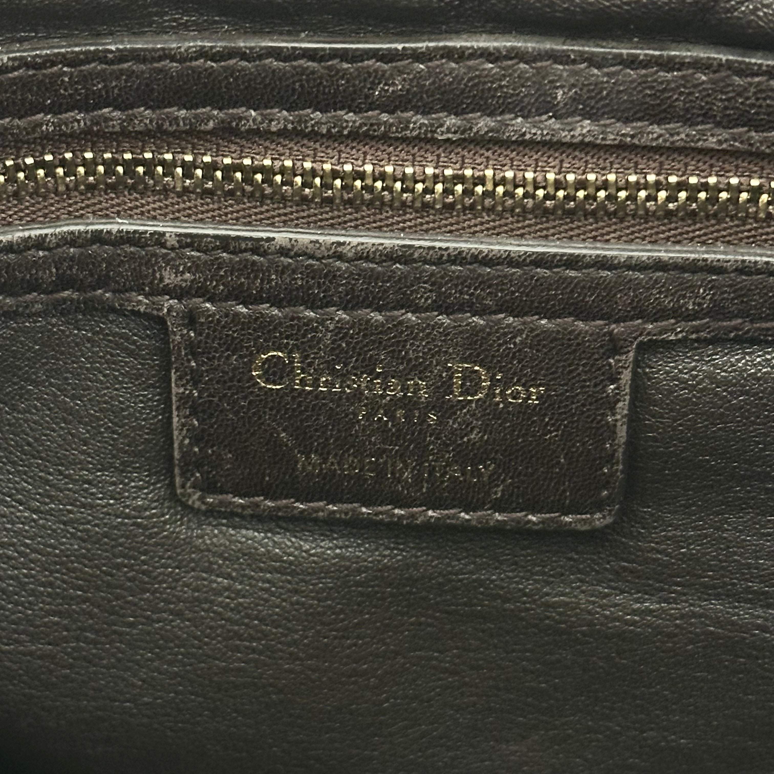 CD DARK BROWN CALFSKIN SHOULDER BAG