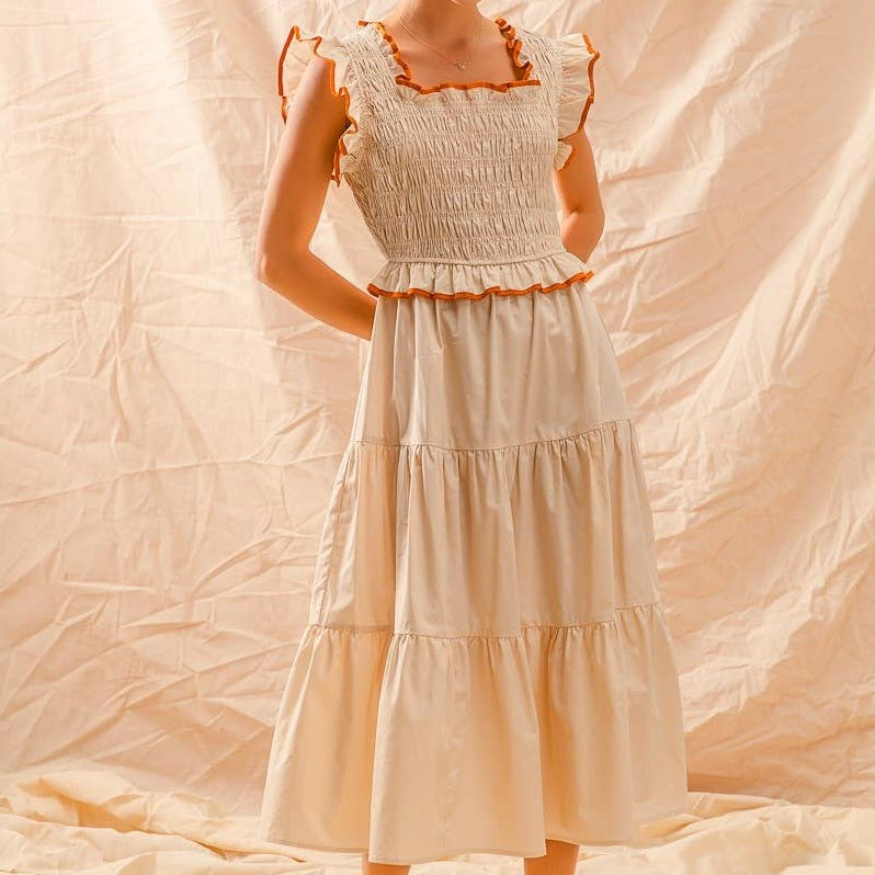 SMOCKED TIERED DRESS