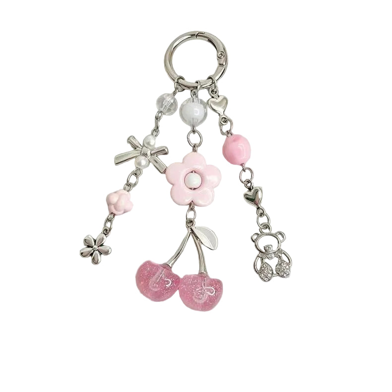 Flower Cherry Little Bear Bag Charm