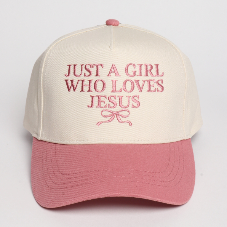 JUST A GIRL WHO LOVES JESUS Embroidered Two Tone Cap