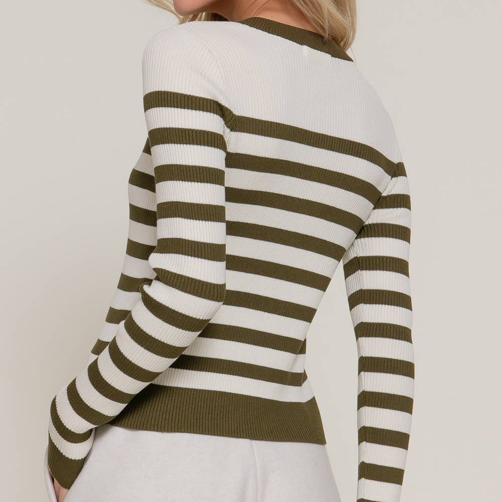 Olive Stripe Cardigan