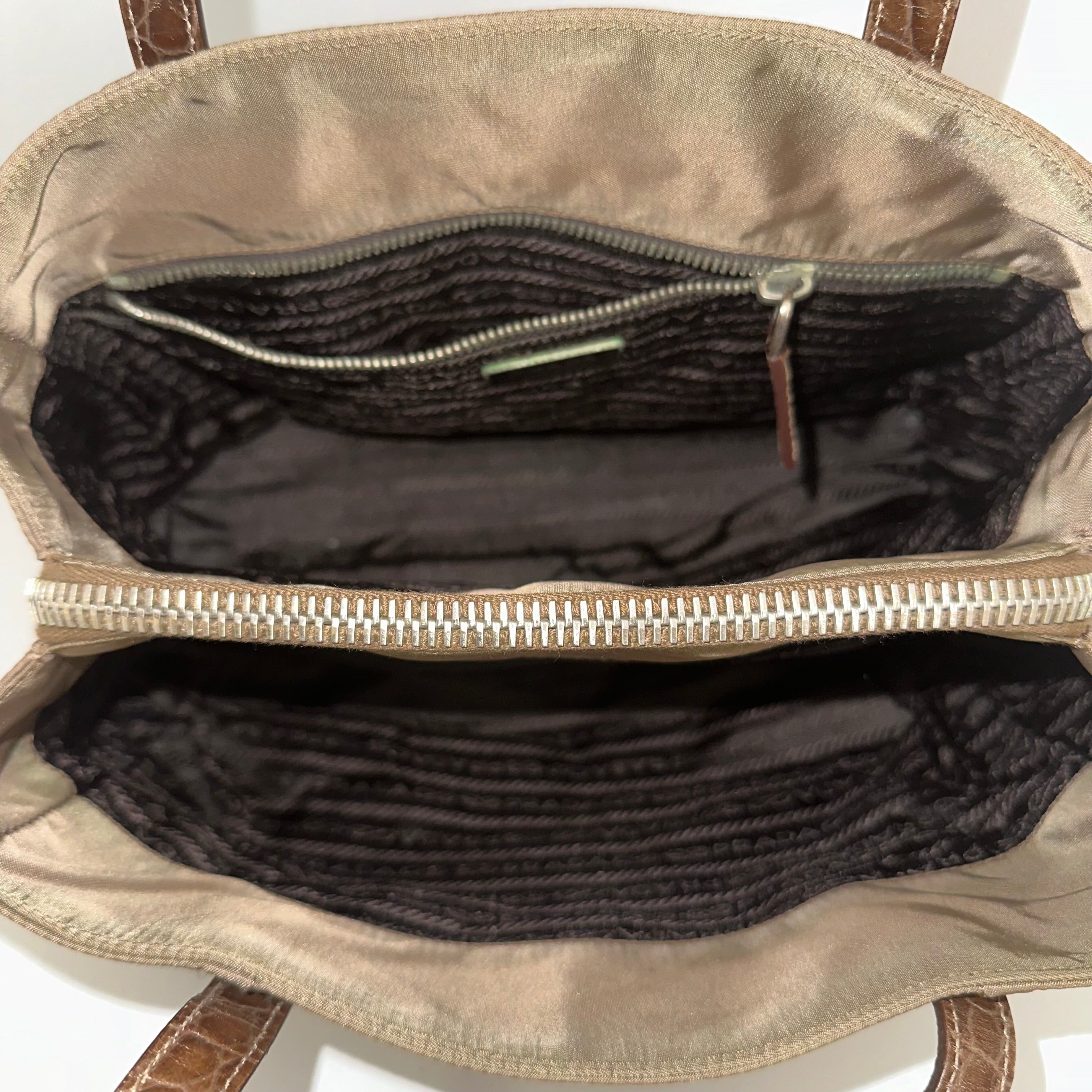 Nylon Calfskin Crocodile Embosses Tote