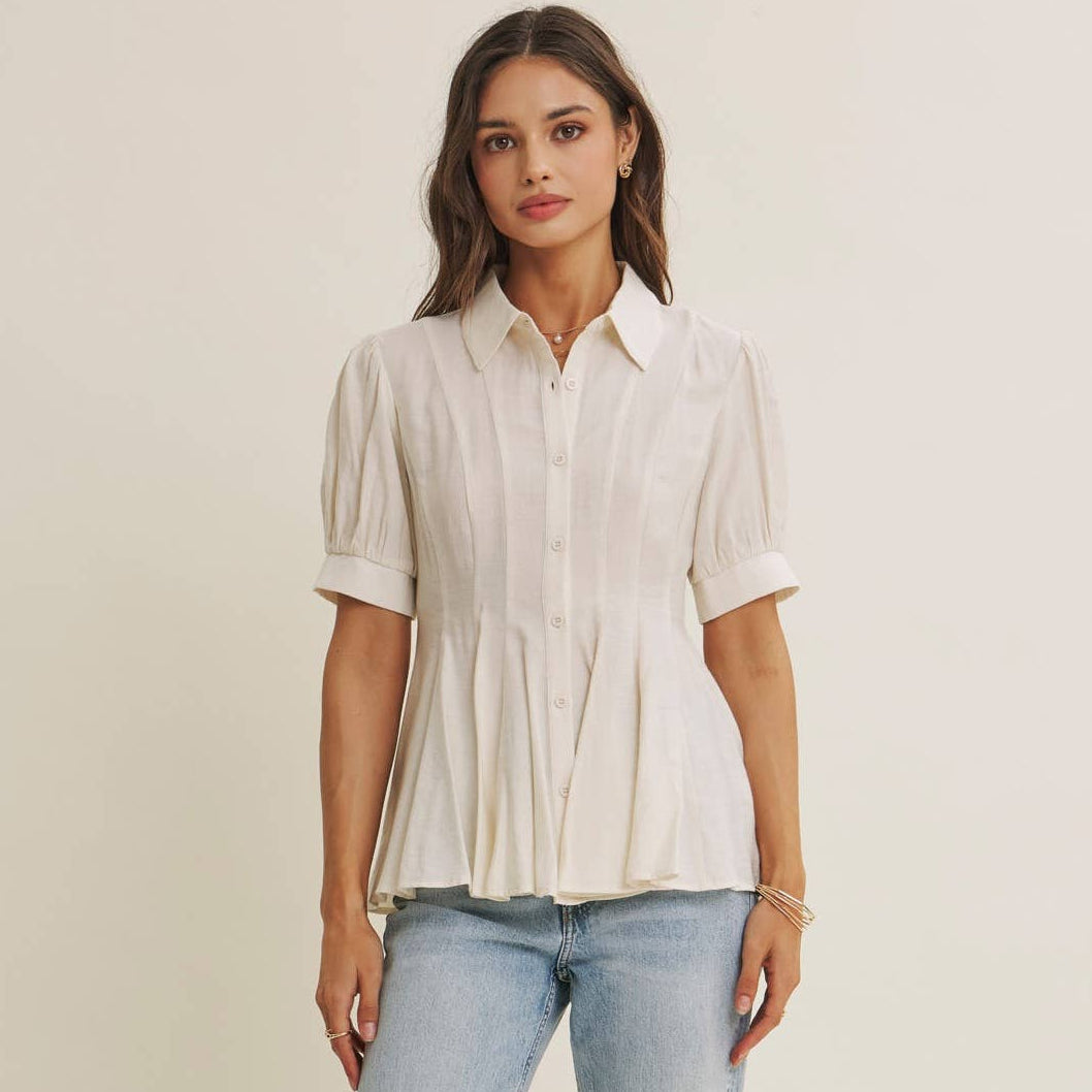 CITY BRUNCH BUTTON-DOWN BLOUSE TOP
