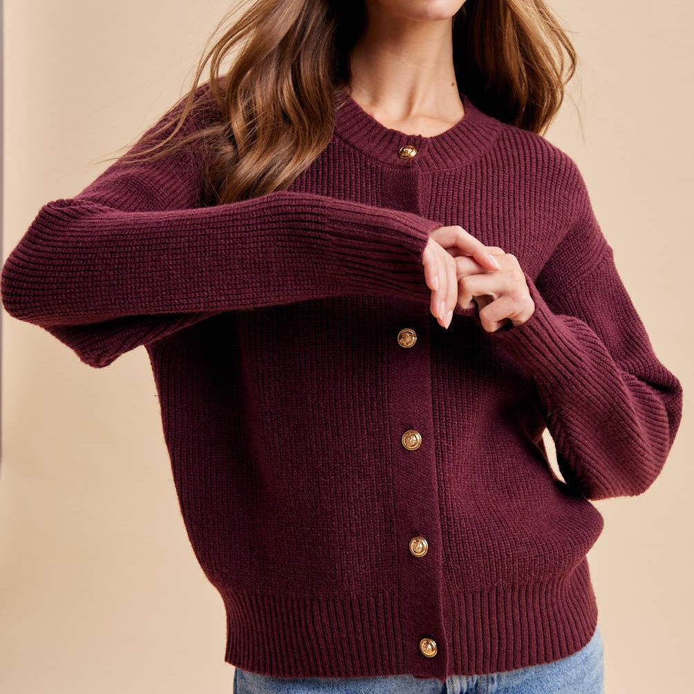 GOLD BUTTON KNITTED CARDIGAN