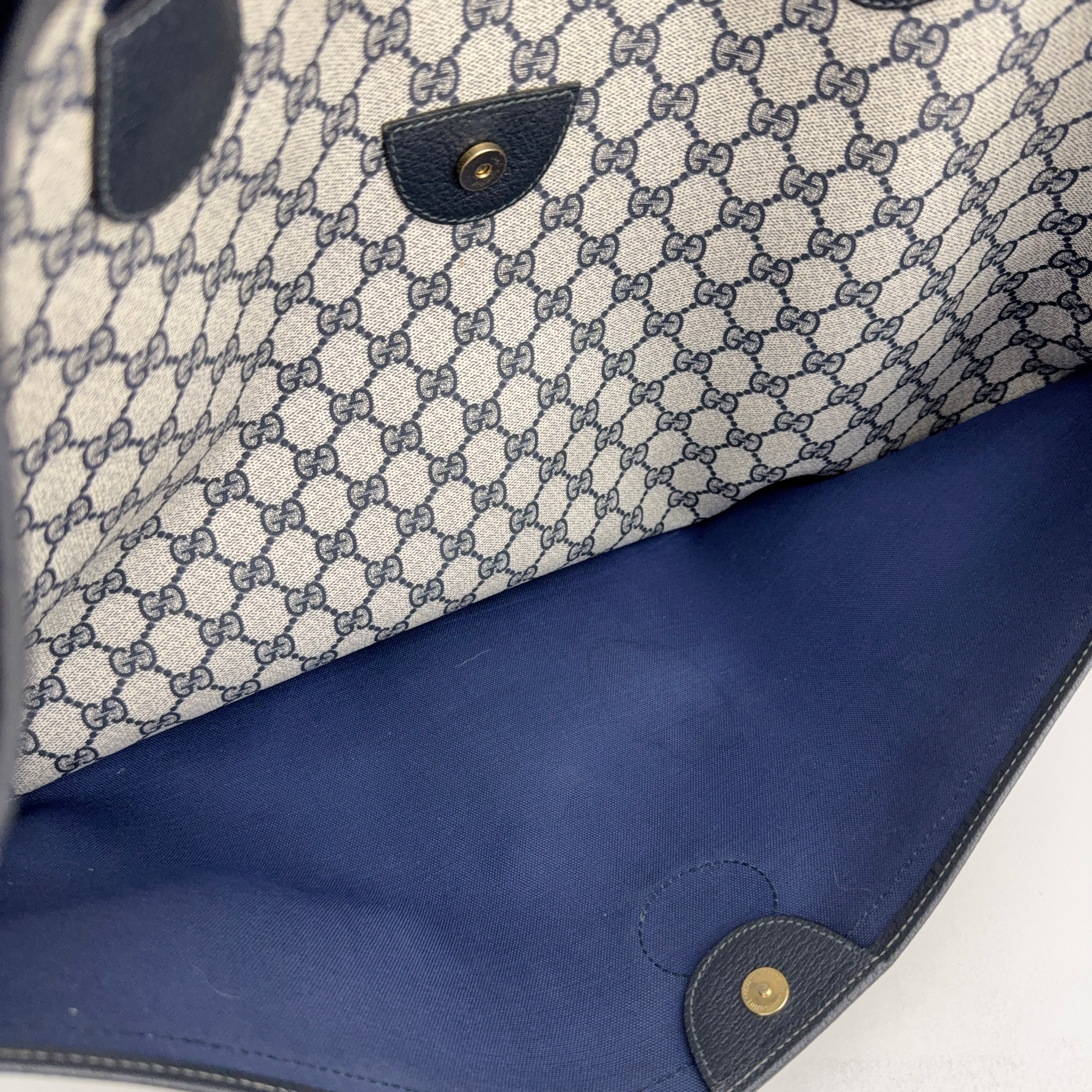 Navy GG Large Shoulder Bag