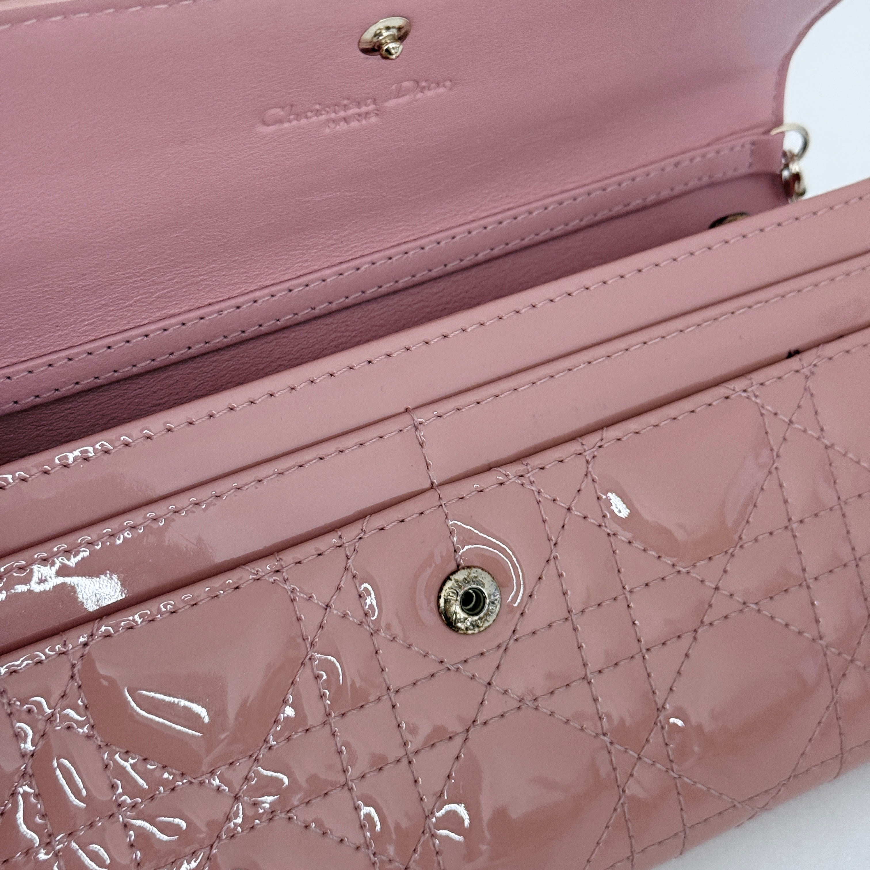 Patent Cannage Lady Dior Long Wallet