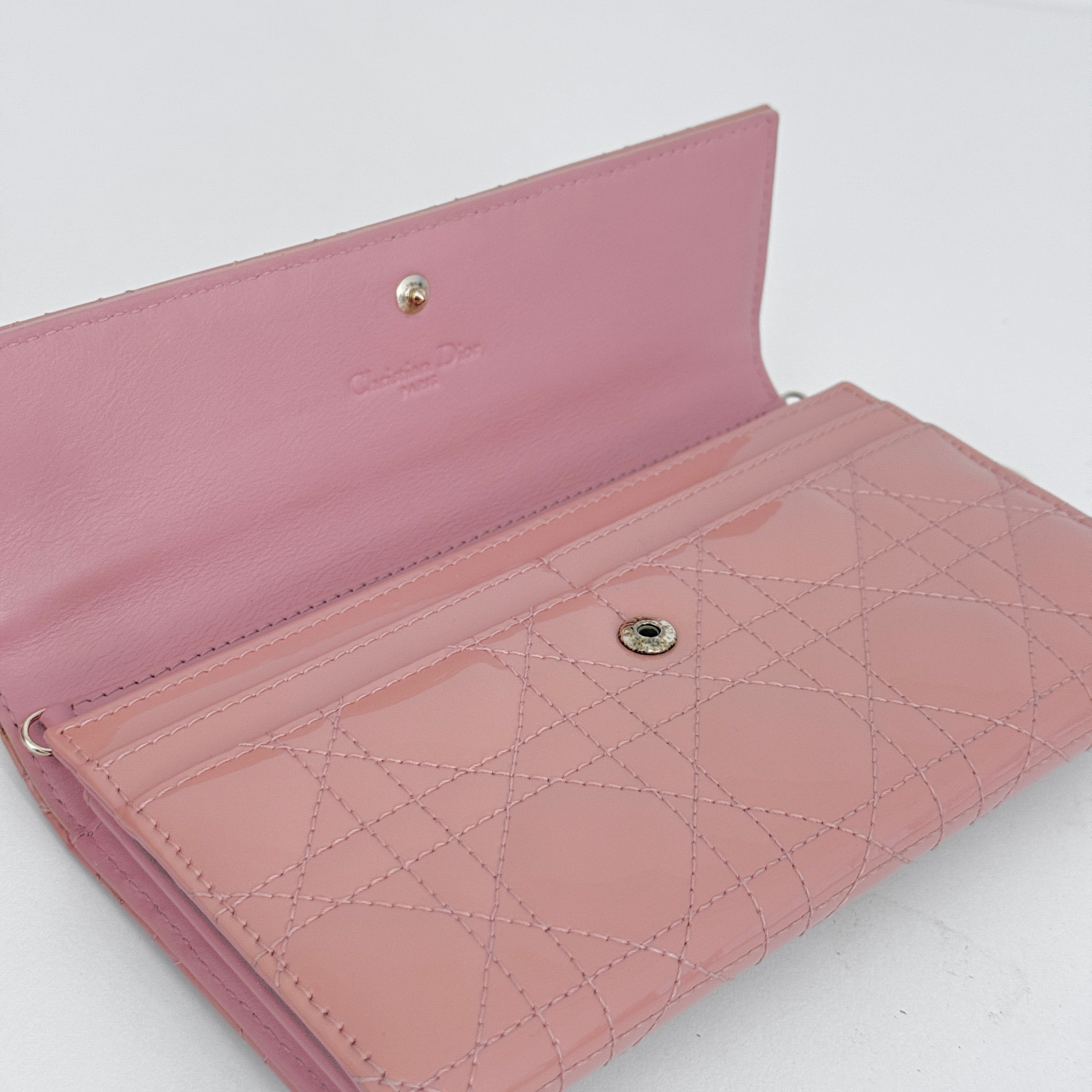 Patent Cannage Lady Dior Long Wallet