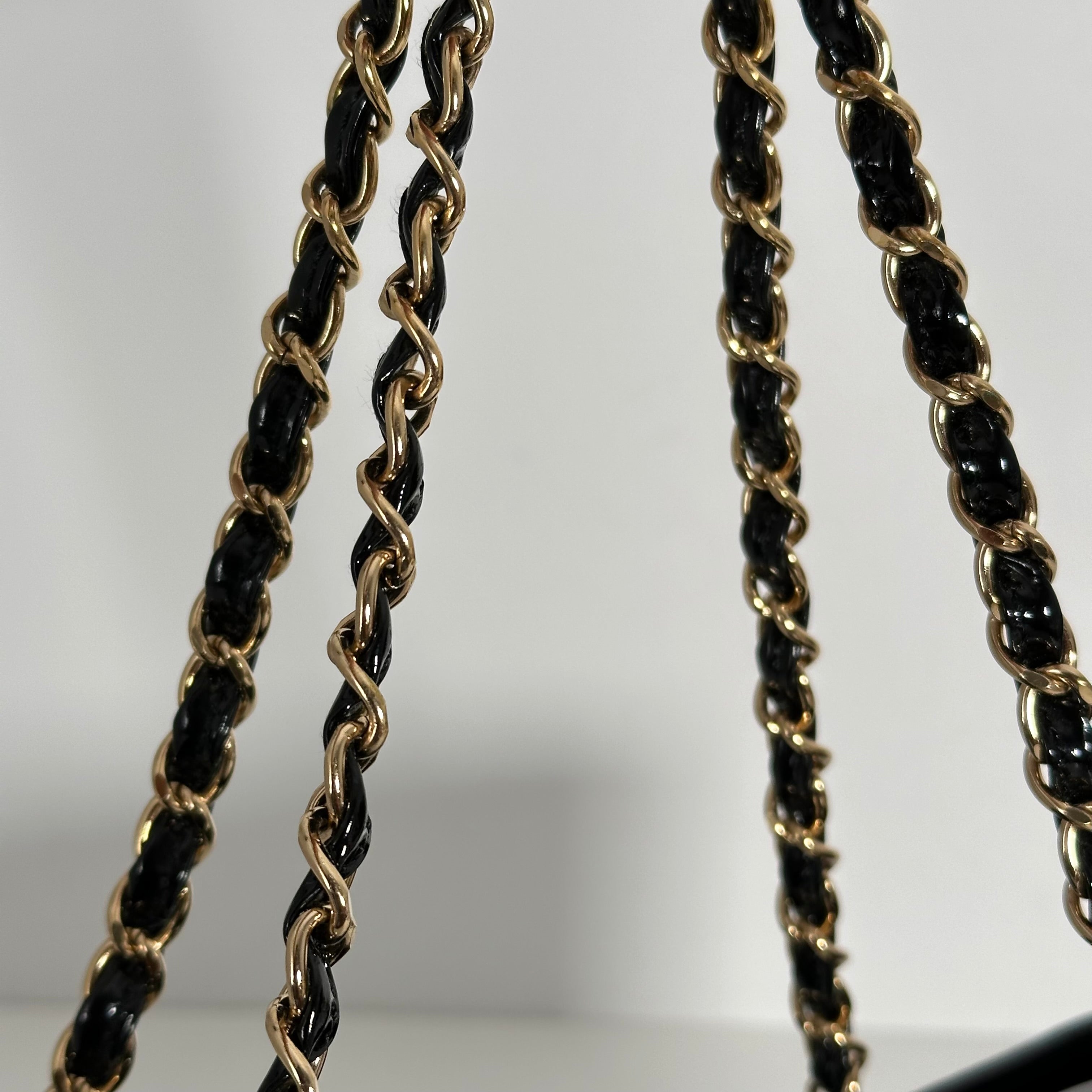 Quilted Patent Square Shoulder Bag