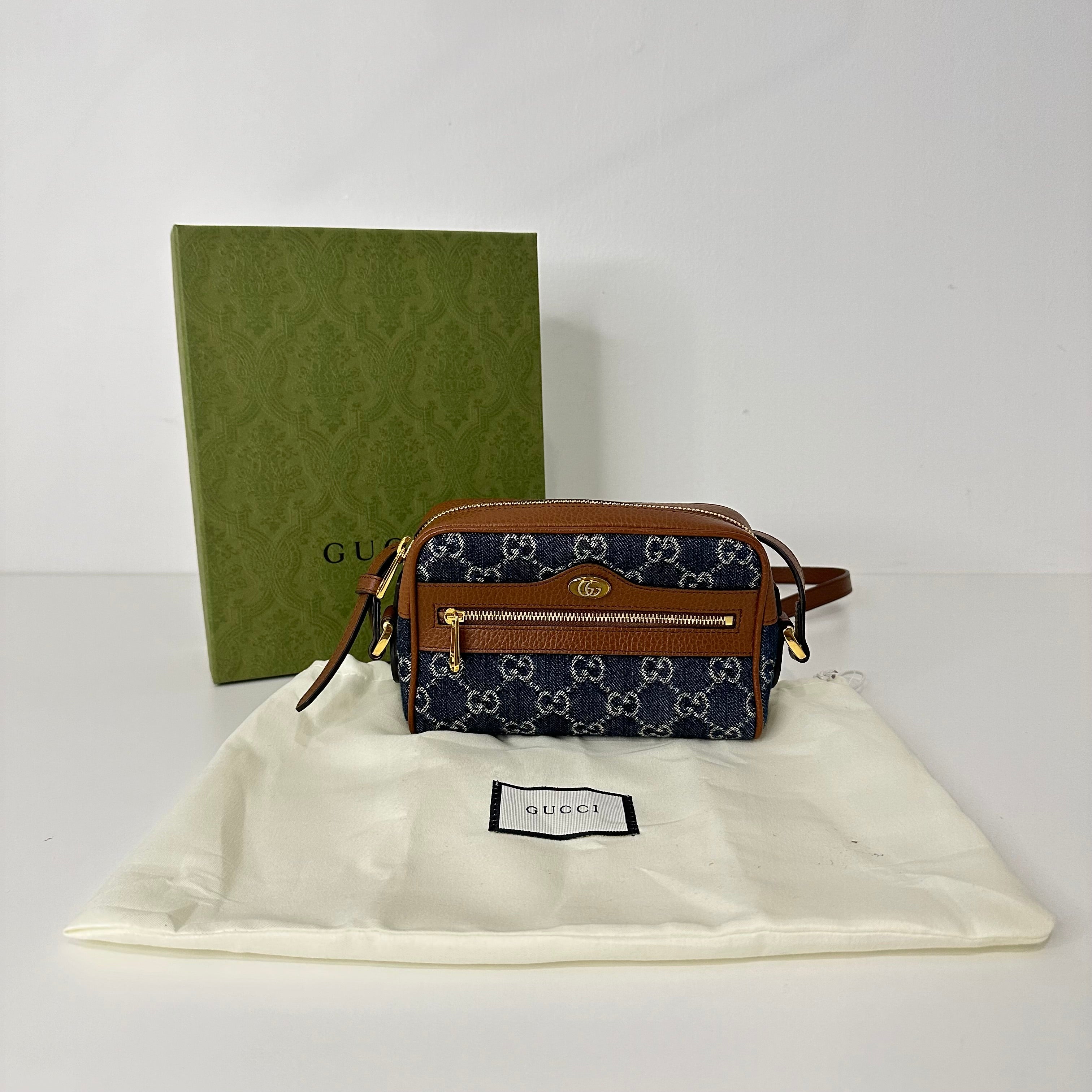 Denim Mini Ophidia Shoulder Bag