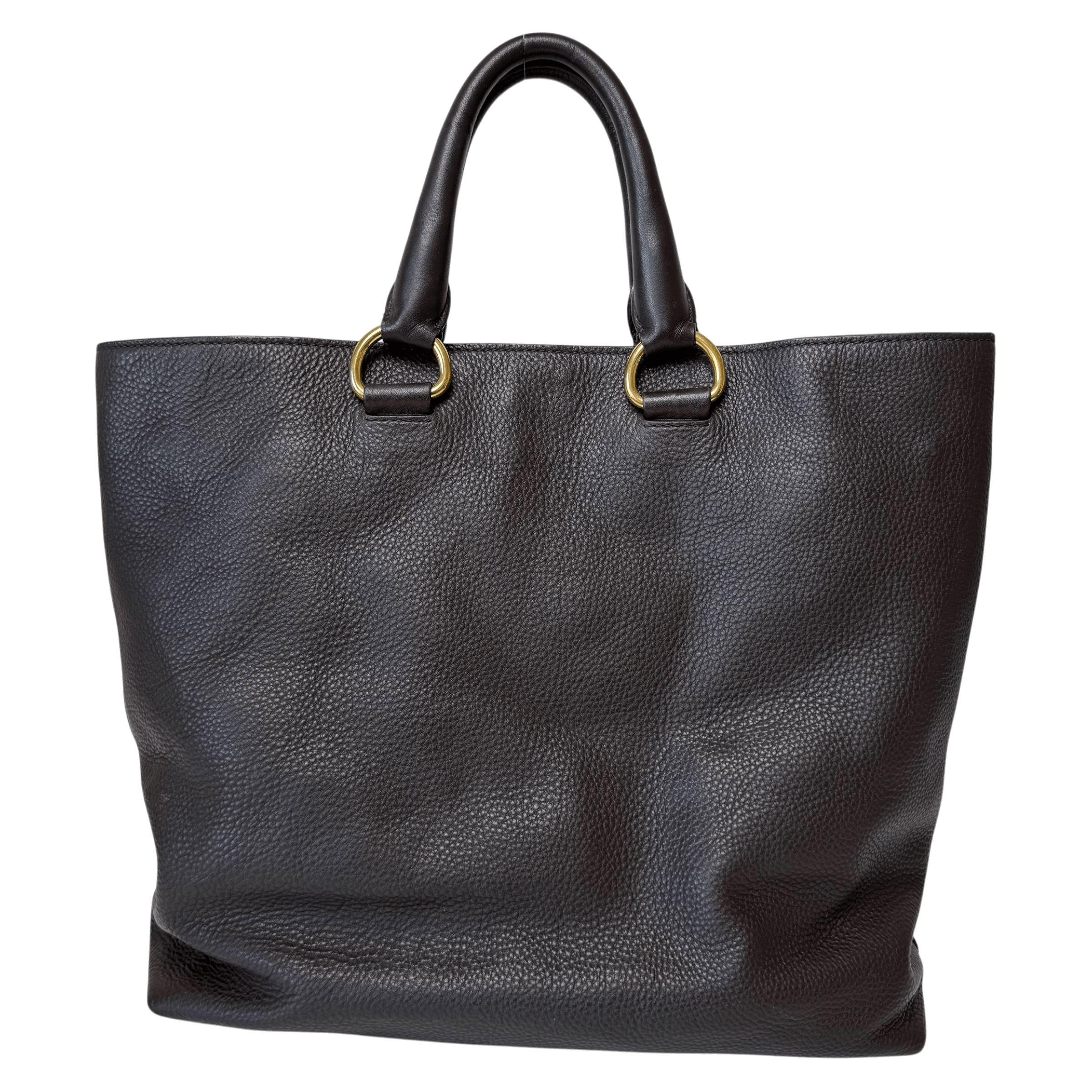 Daino Dark Brown Leather Tote w/strap