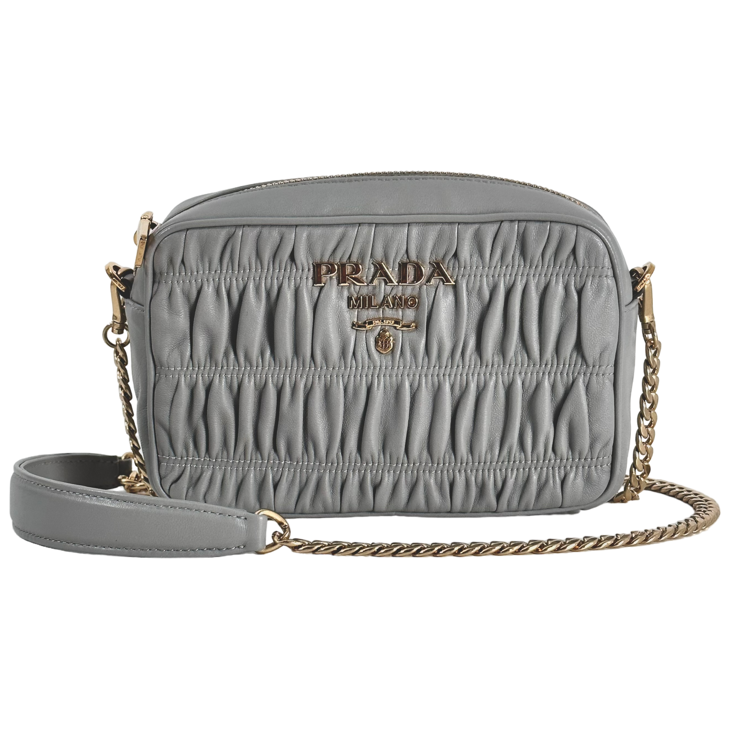 Light Grey Bandoliera Nappa Gaufre Bag