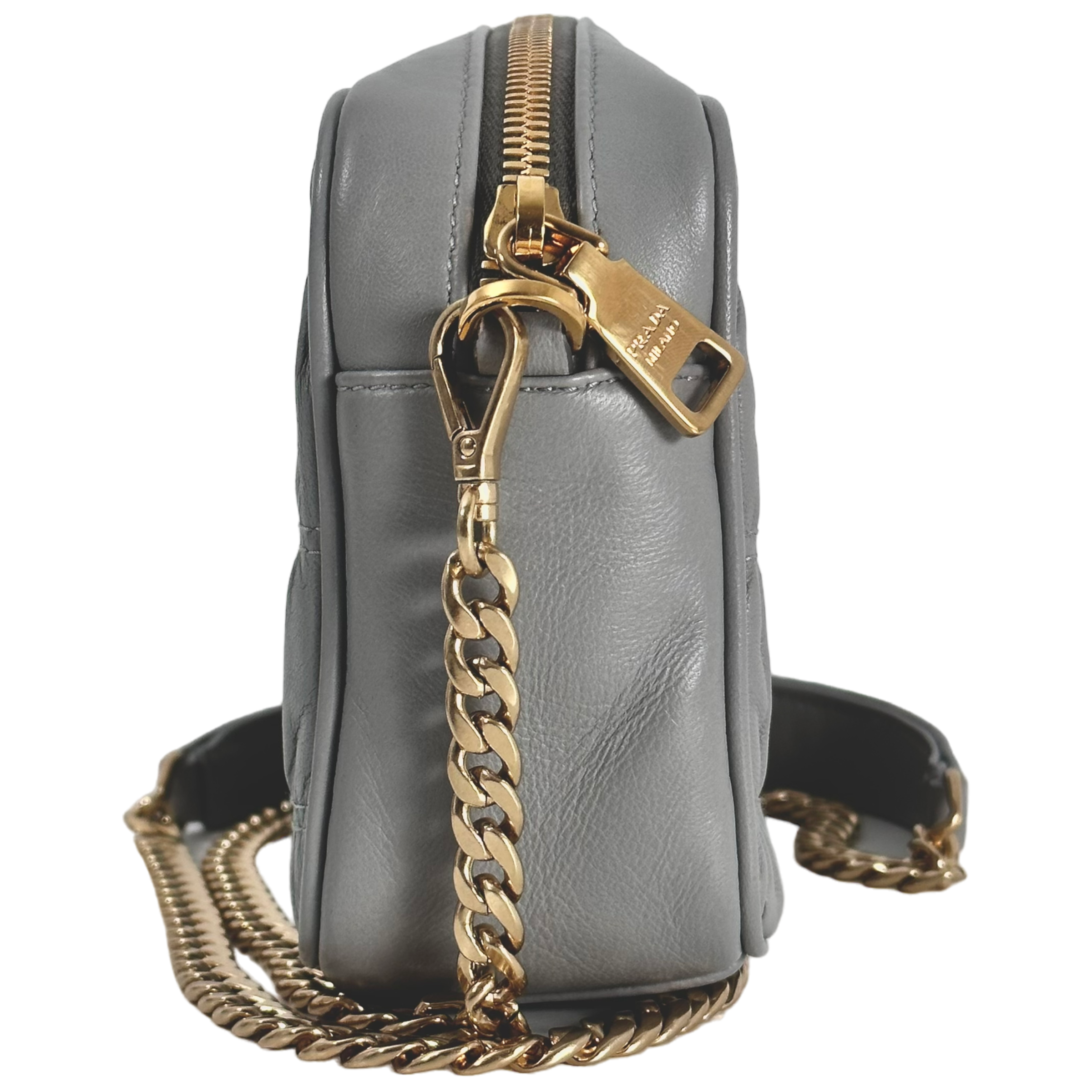 Light Grey Bandoliera Nappa Gaufre Bag