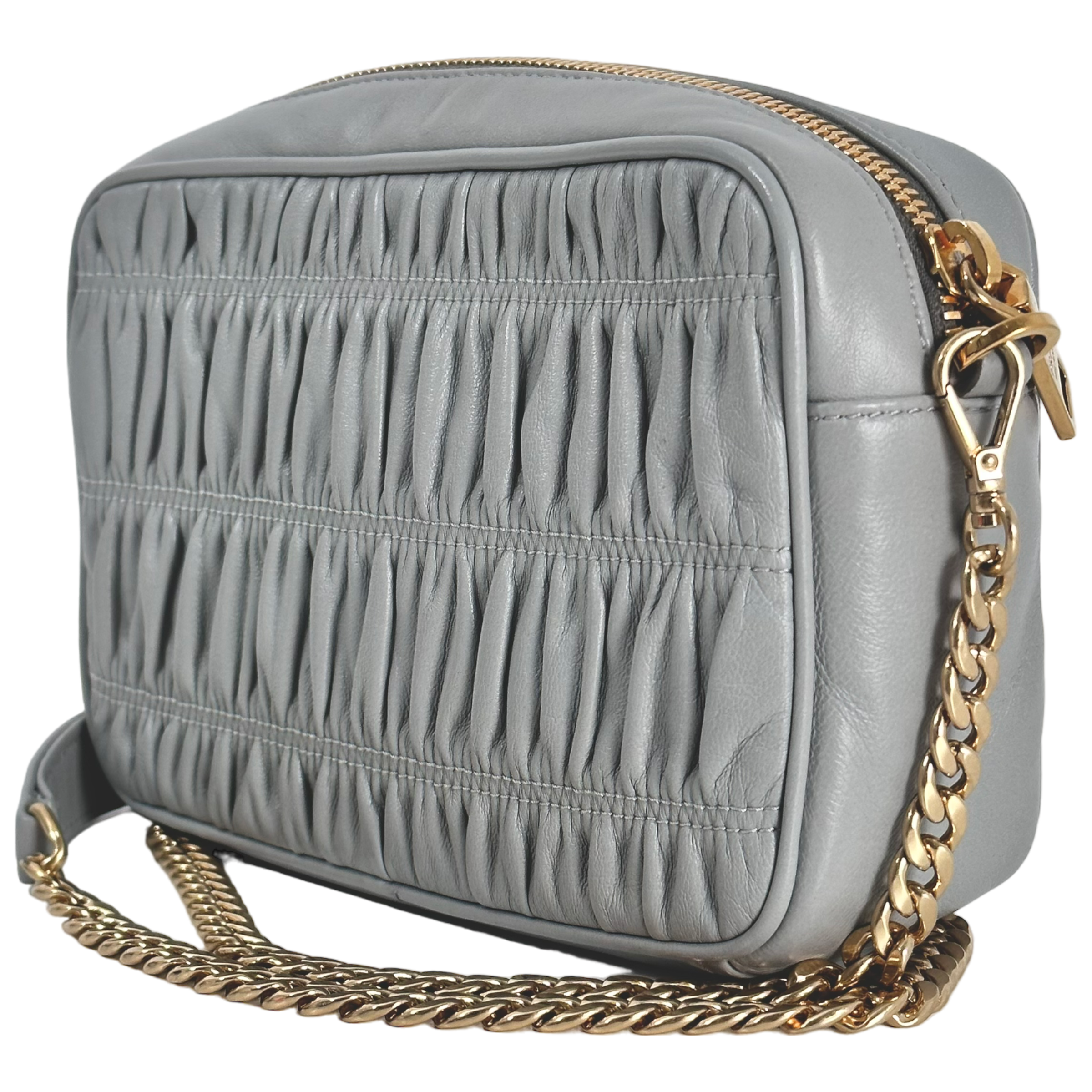 Light Grey Bandoliera Nappa Gaufre Bag