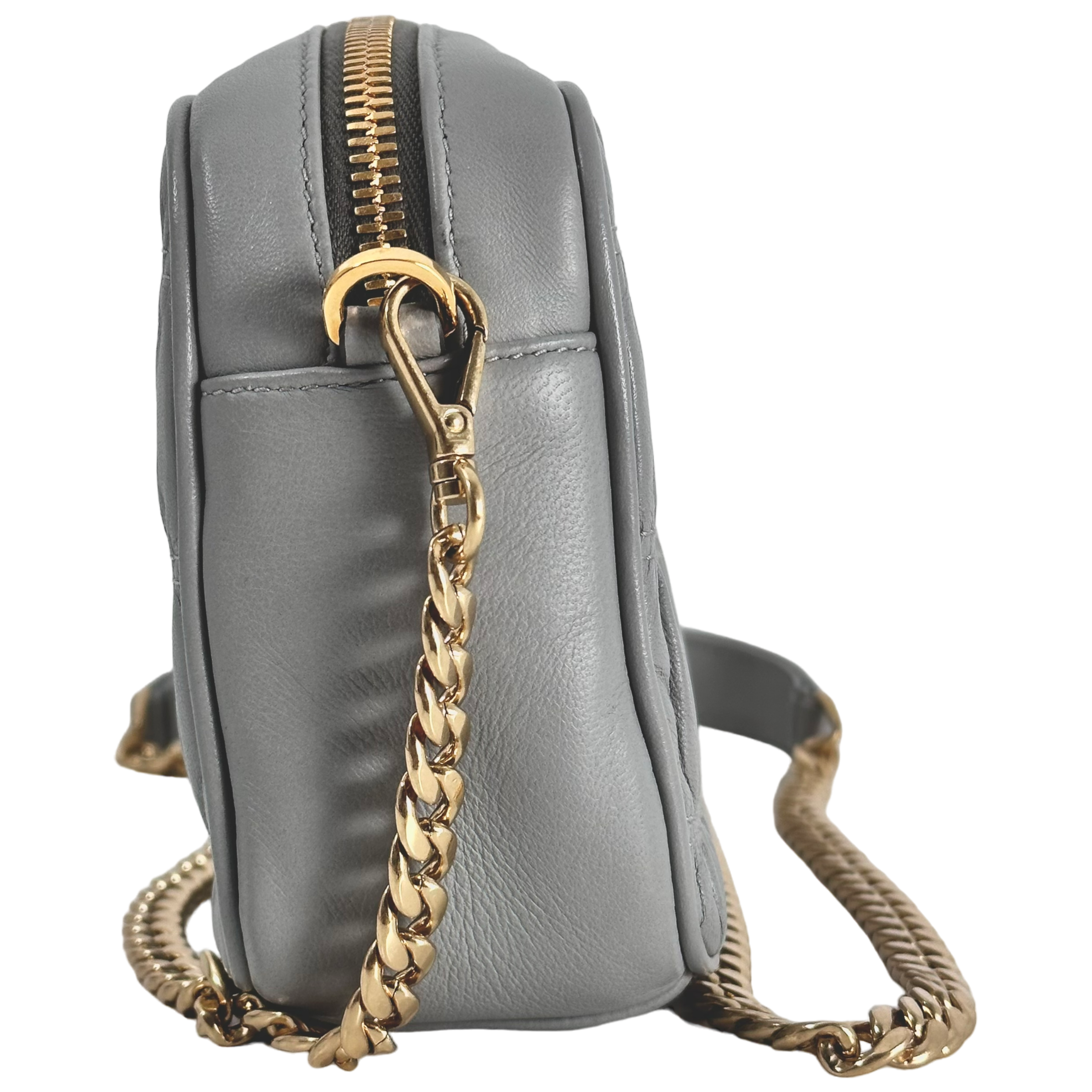 Light Grey Bandoliera Nappa Gaufre Bag