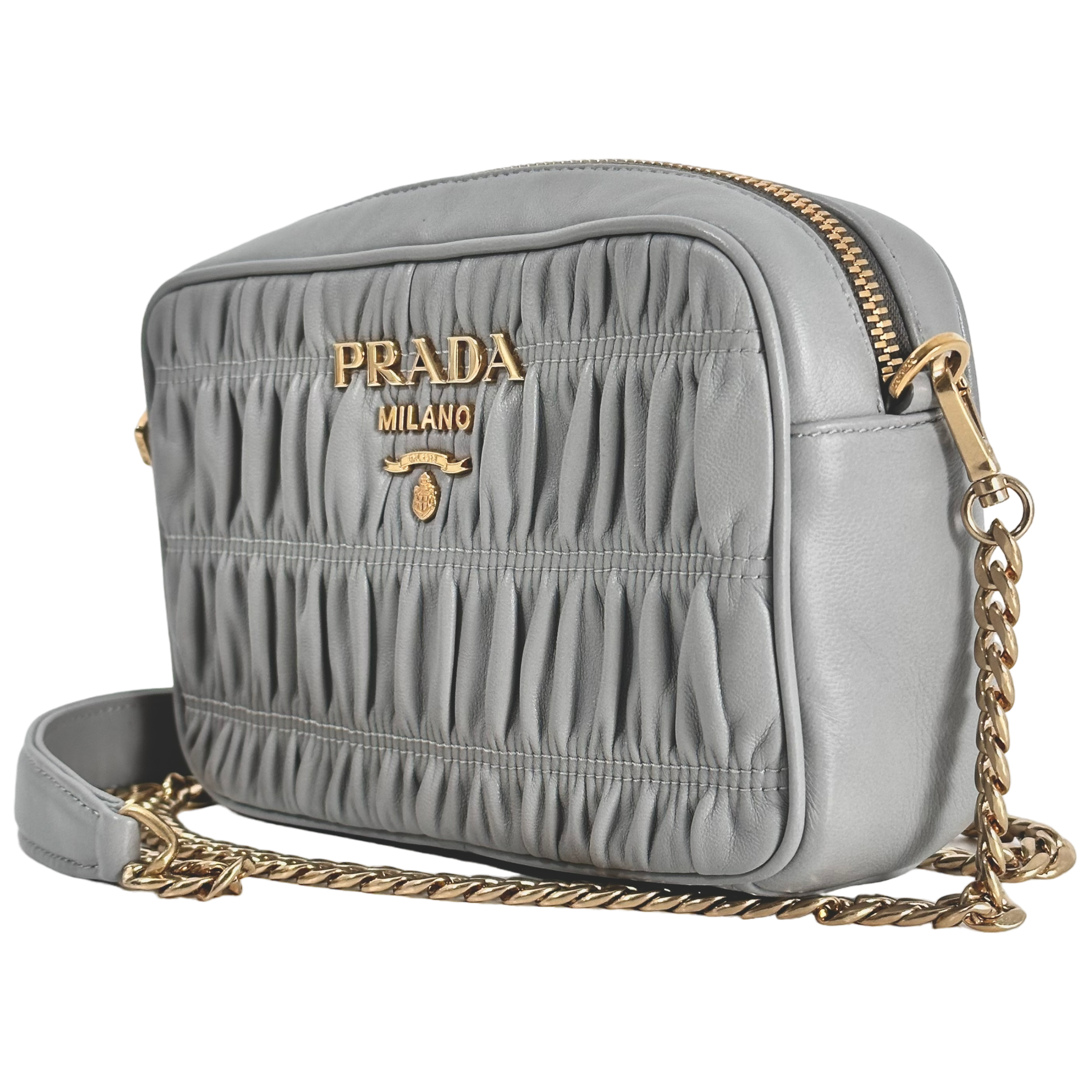 Light Grey Bandoliera Nappa Gaufre Bag