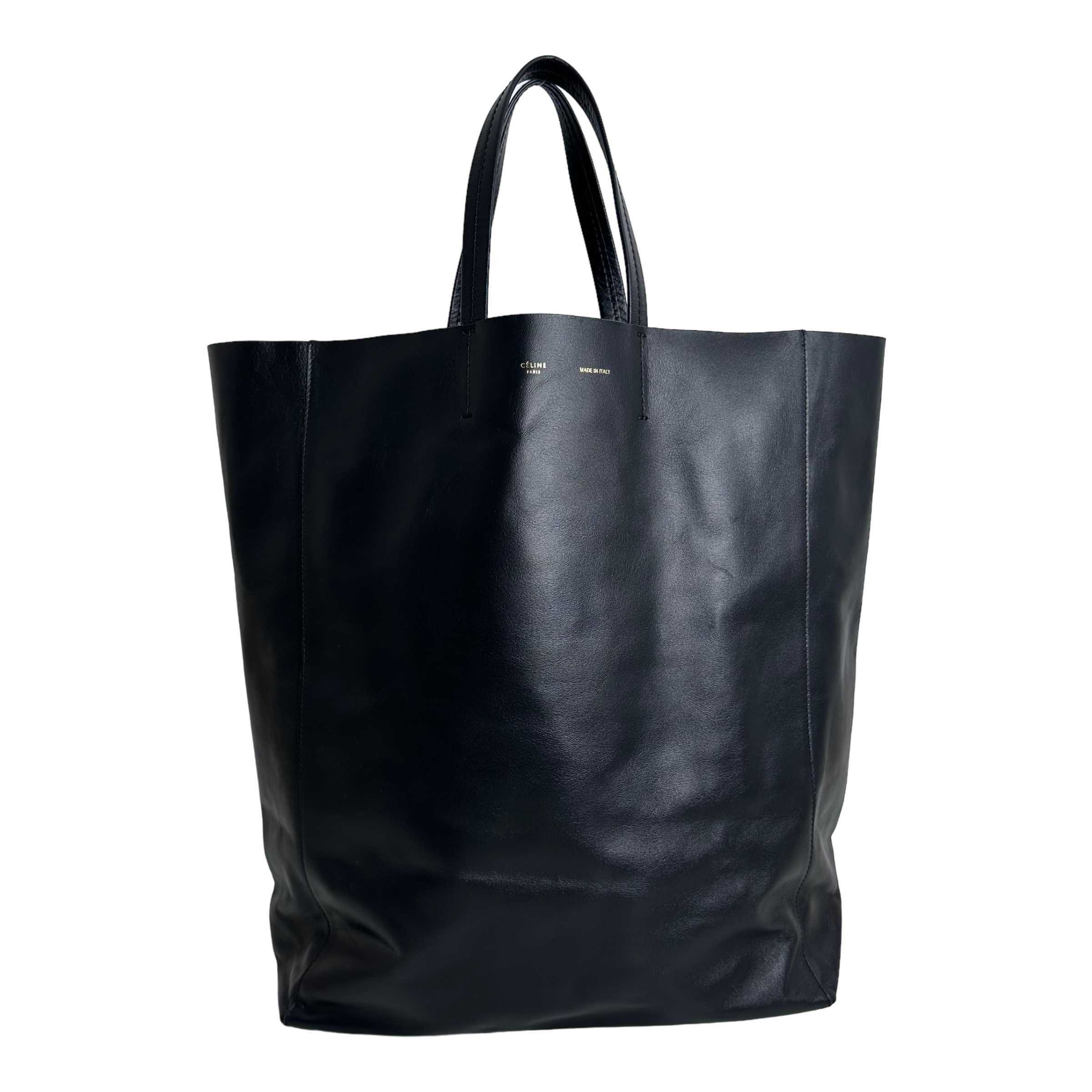 Black Leather Horizontal Cabas Tote
