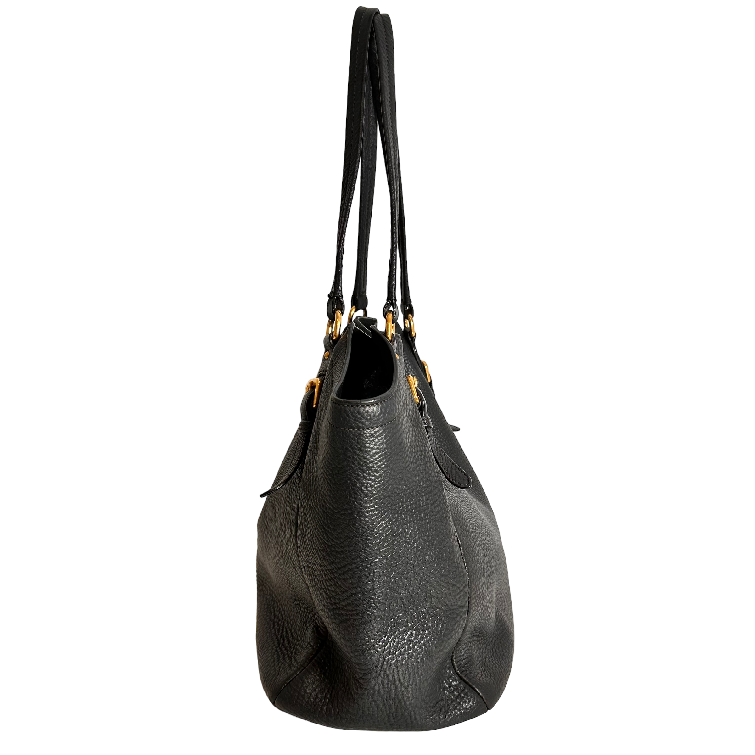 Dark Charcoal Vitello Daino Hobo Tote