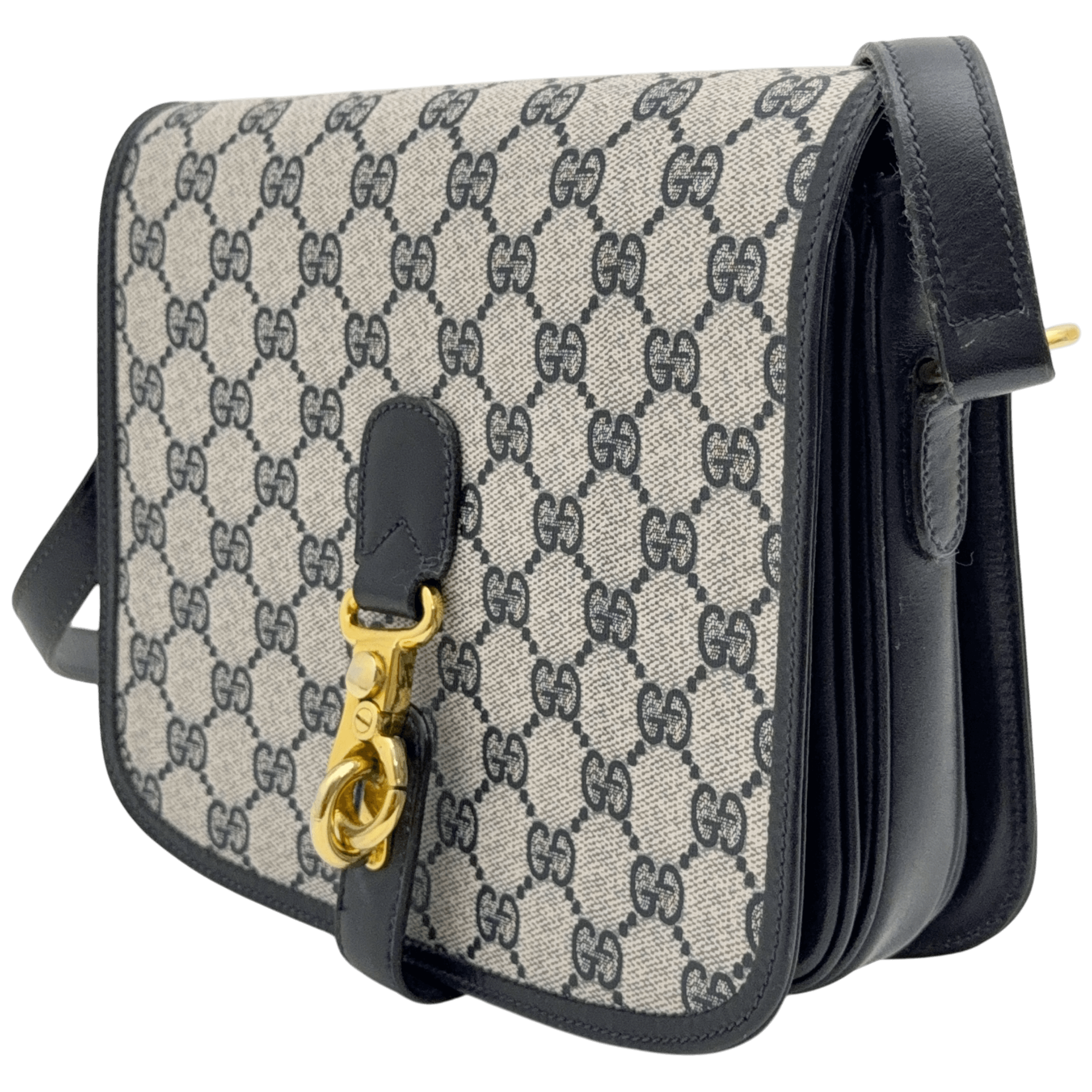 Navy GG Shoulder Bag