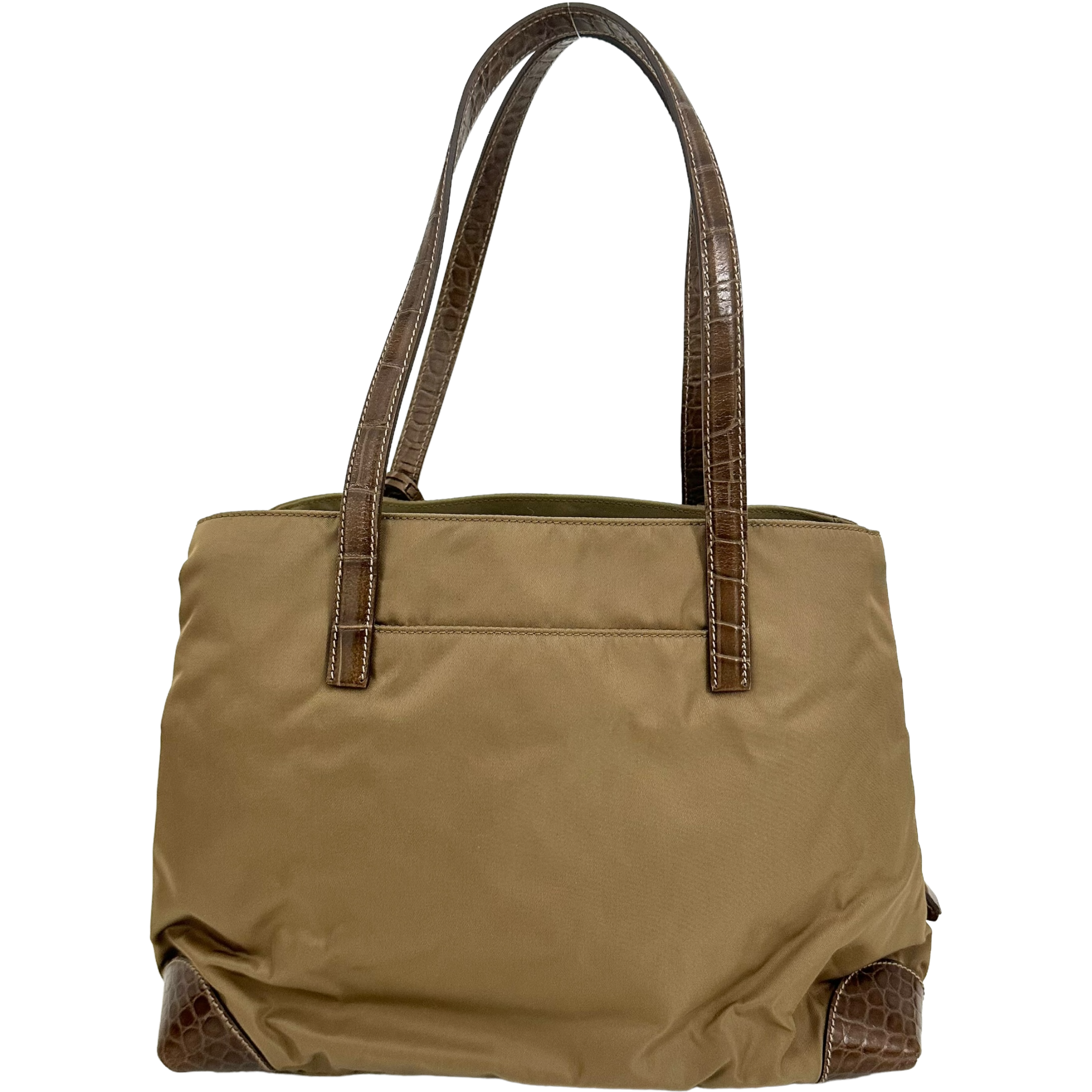 Nylon Calfskin Crocodile Embosses Tote